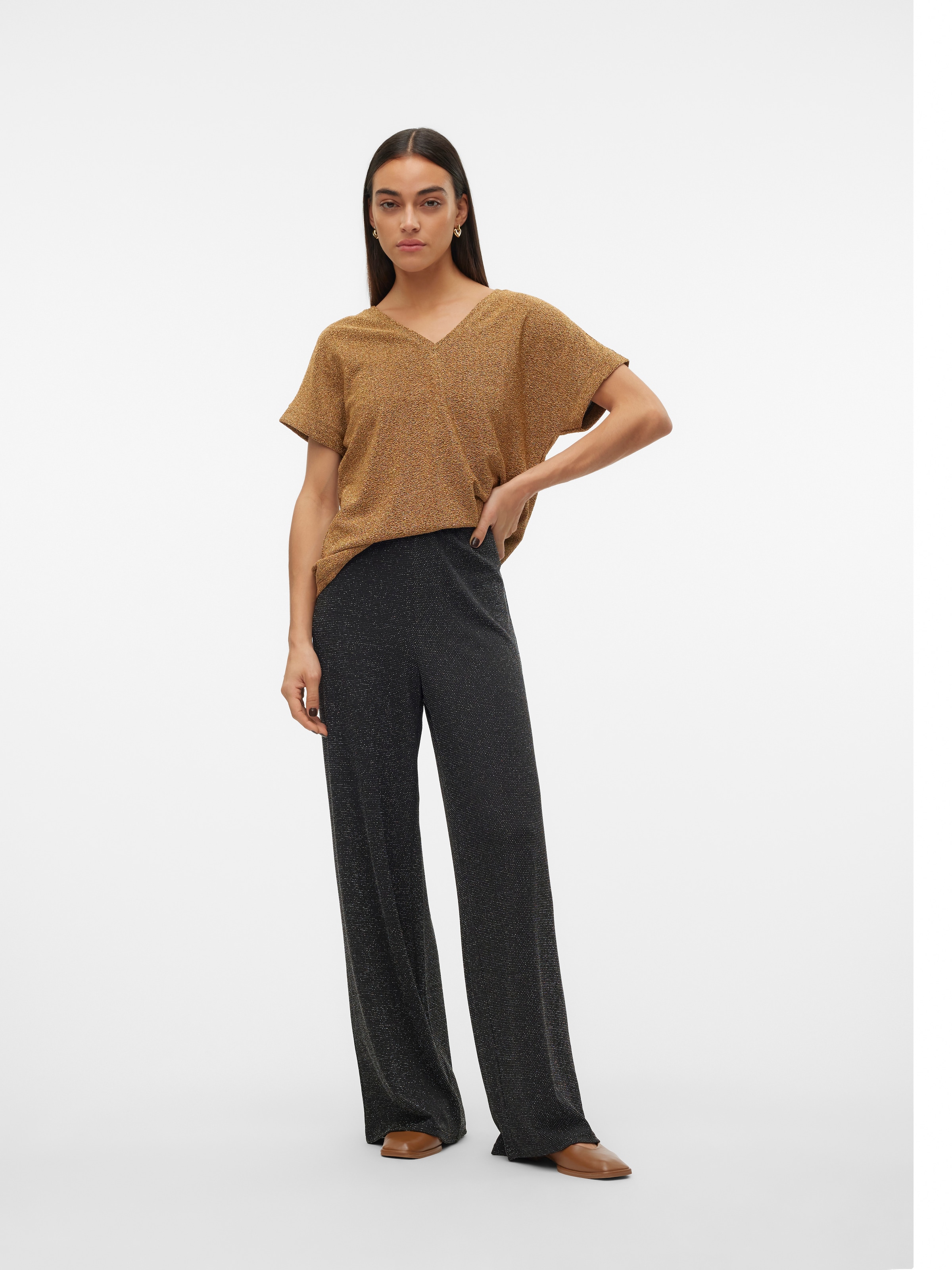 Vero Moda Schlupfhose »VMKANVA NW GLITTER WIDE PANT JRS«, mit Glitzereffekt