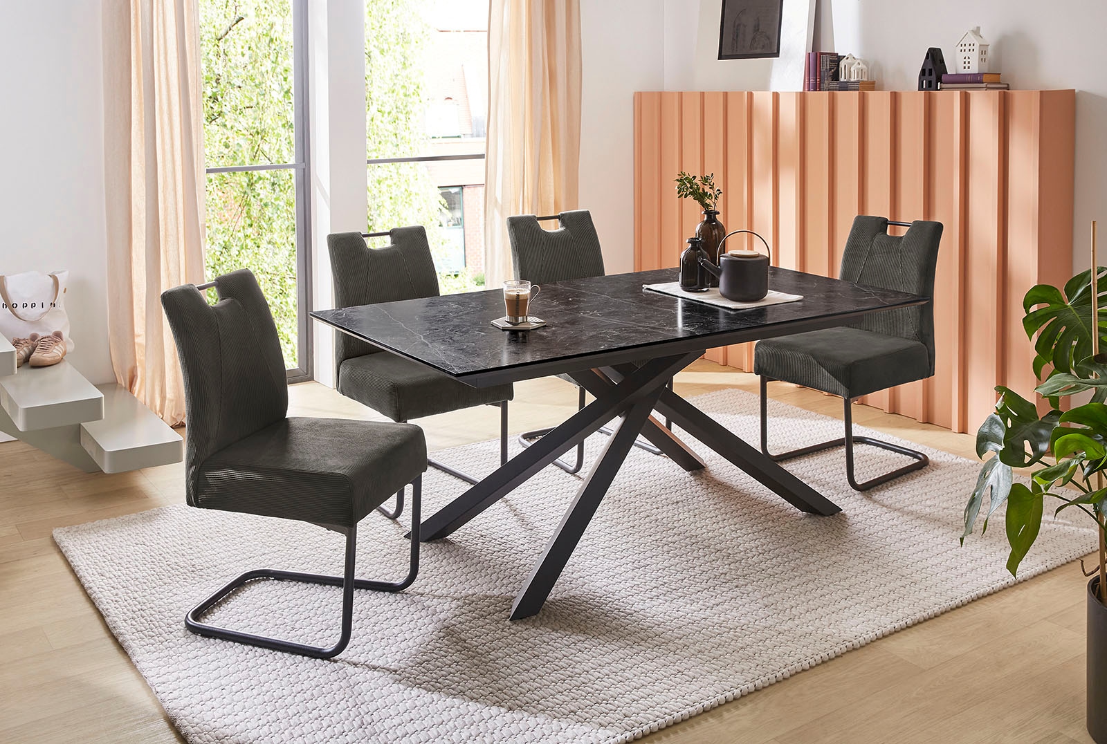 Jockenhöfer Gruppe Esstisch »Silas«, in 180x90 cm, Tischplatte in anthrazitfarbender Marmoroptik