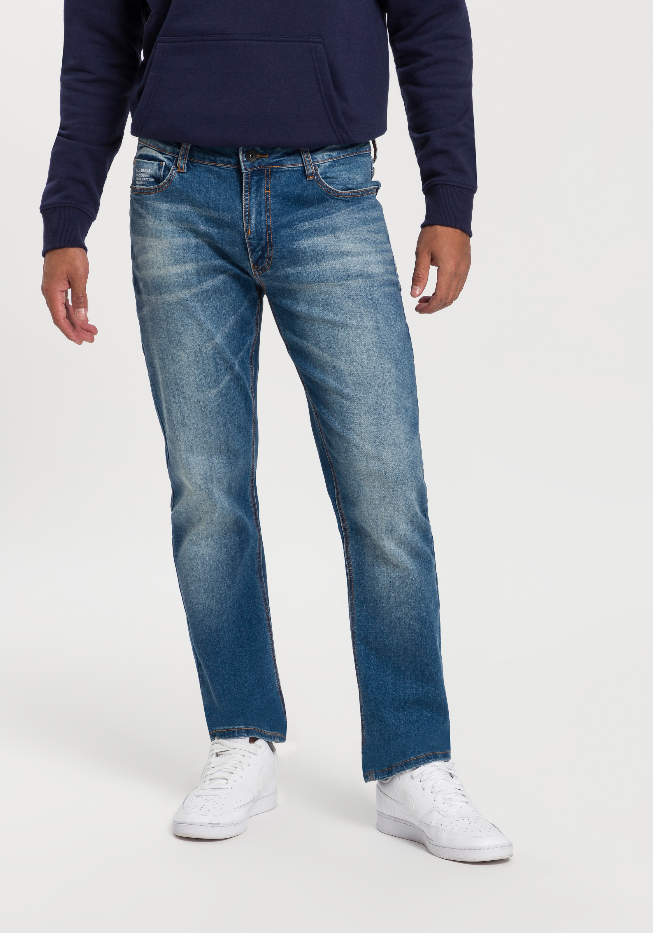 Straight-Jeans »DIX«, gerade Beinform, niedrige Leibhöhe, Used-Waschung