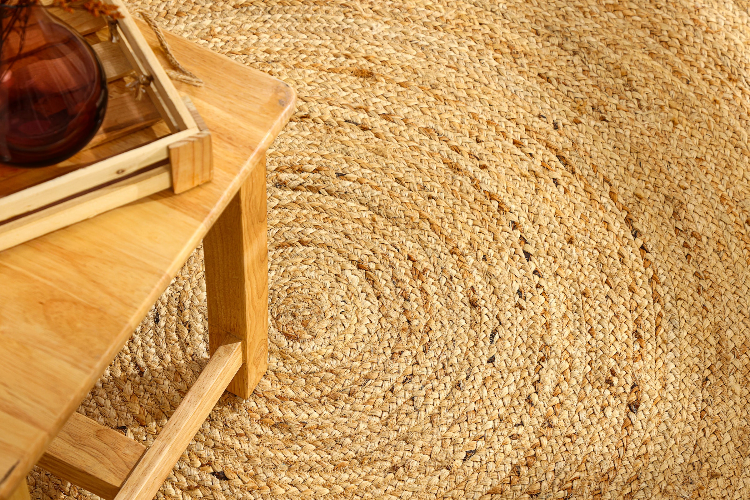 Myflair Möbel & Accessoires Teppich »Lola«, rund, 10 mm Höhe, Juteteppich, Wendeteppich, handgeflochten, 100% Naturfaser, Boho-Style