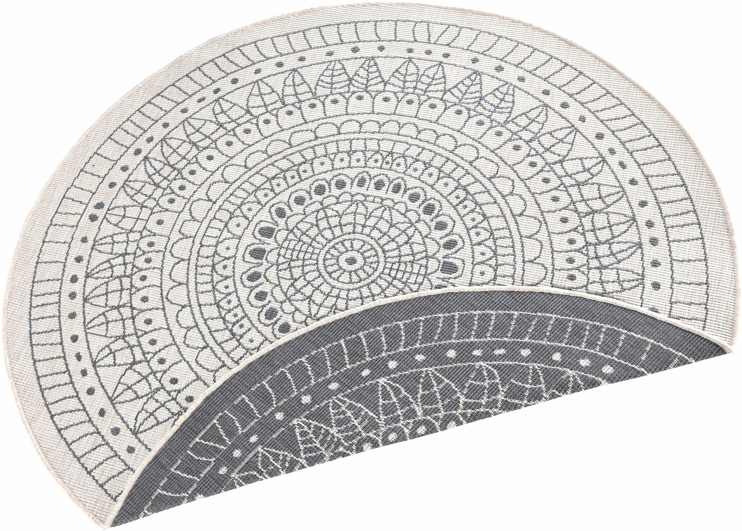 NORTHRUGS Teppich »Porto Wendeteppich«, rund, 5 mm Höhe, In-& Outdoor, Wetterfest, Balkon, Garten, Wohnzimmer, Wasserfest