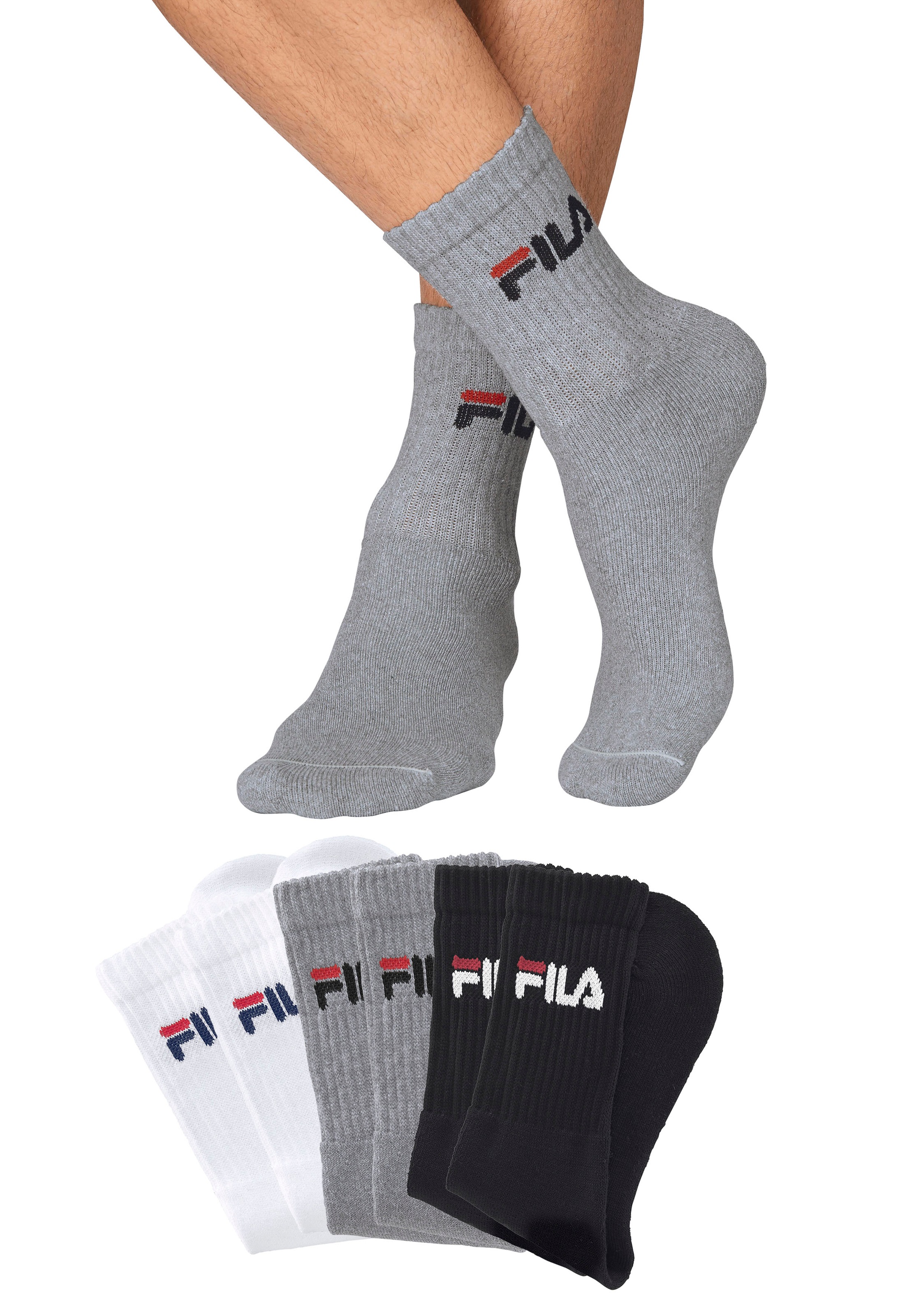 Fila Tennissocken »UNISEX CREW TENNIS FULL TERRY SOCKS« 6 Stk. tlg. Sportsocken, flache Zehennaht