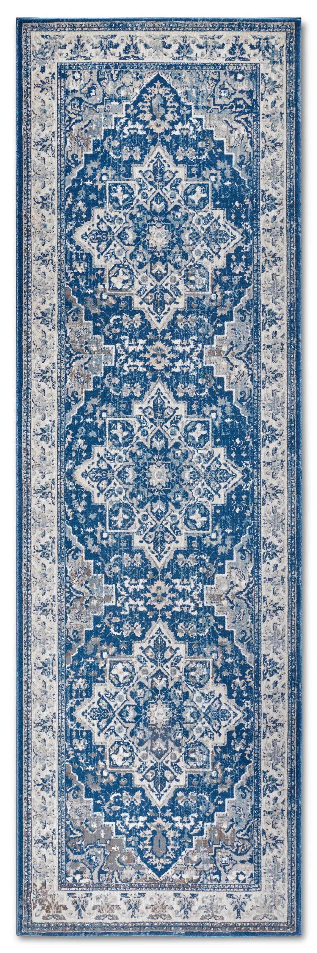 THE RUGS Villeroy & Boch 1869 Jehanne Rug – Classic Medallion Blue, Soft Pile in Blue | Size: 80cm x 240cm
