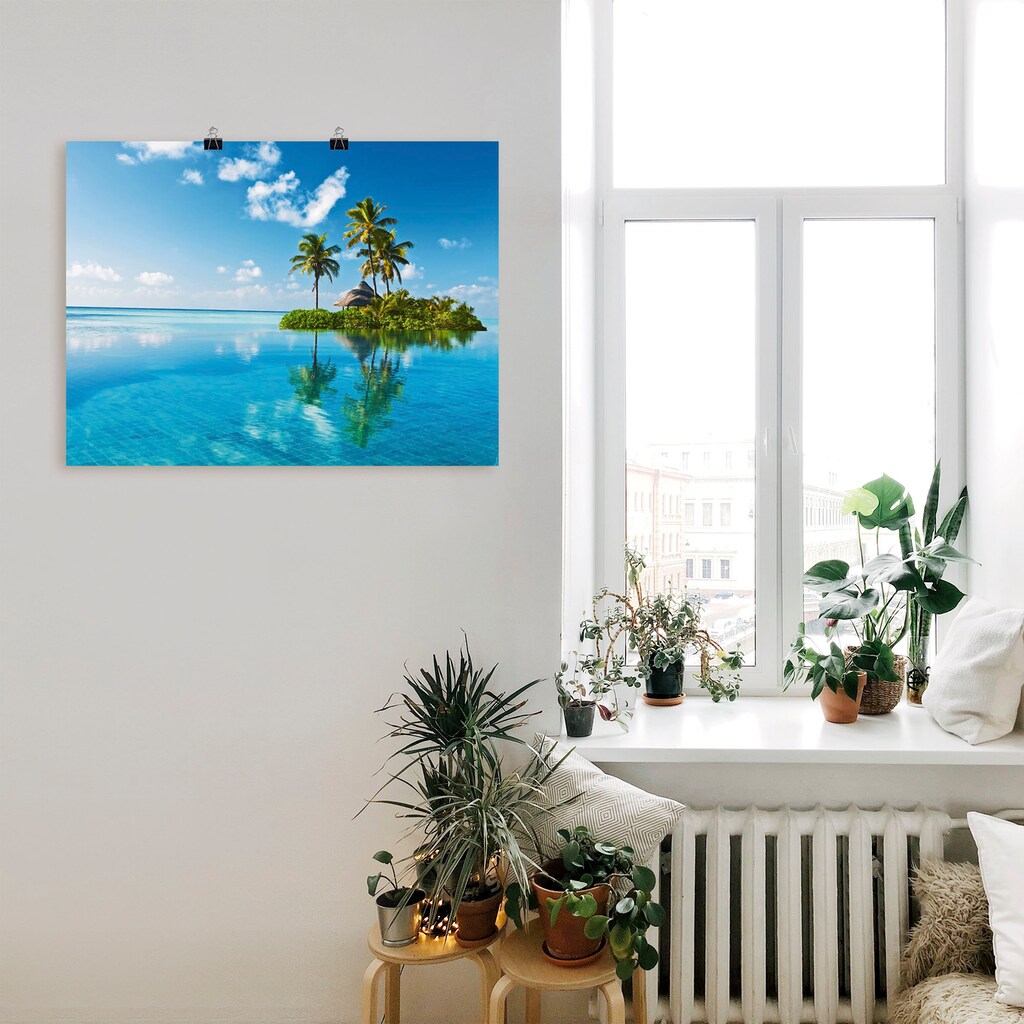Artland Wandbild »Tropisches Paradies - Insel Palmen Meer«, Amerika, (1 St.)