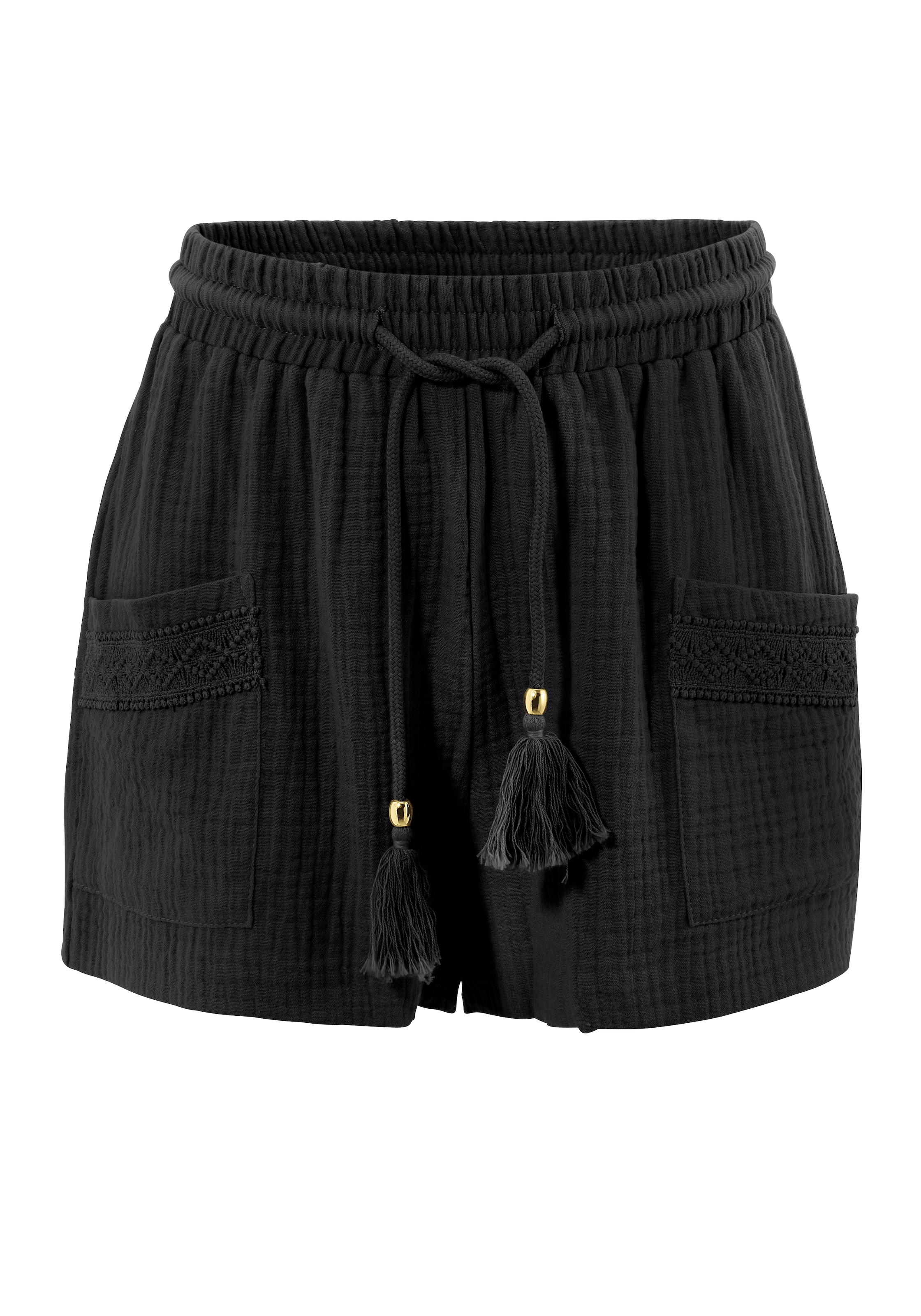 Aniston CASUAL Shorts, mit Häkel-Applikationen verziert
