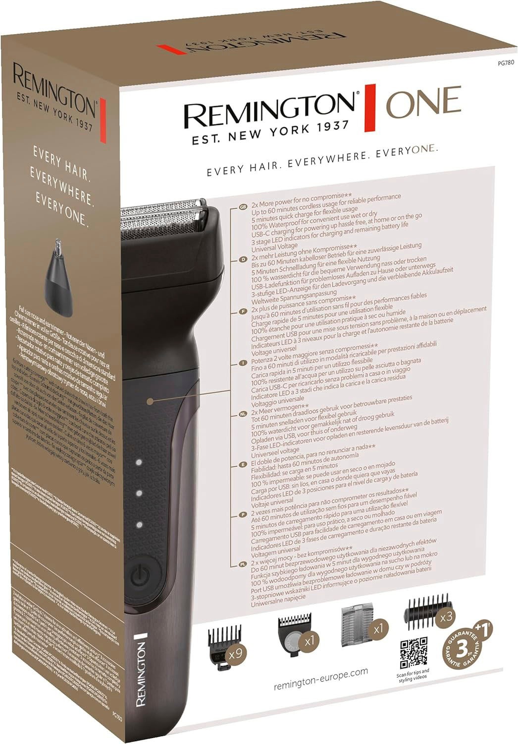 Remington Haar- und Bartschneider »PG780 One Totalbody Multigroomer«, 4 Aufsätze, inkl. 18 Aufsteckköpfe/-kämme