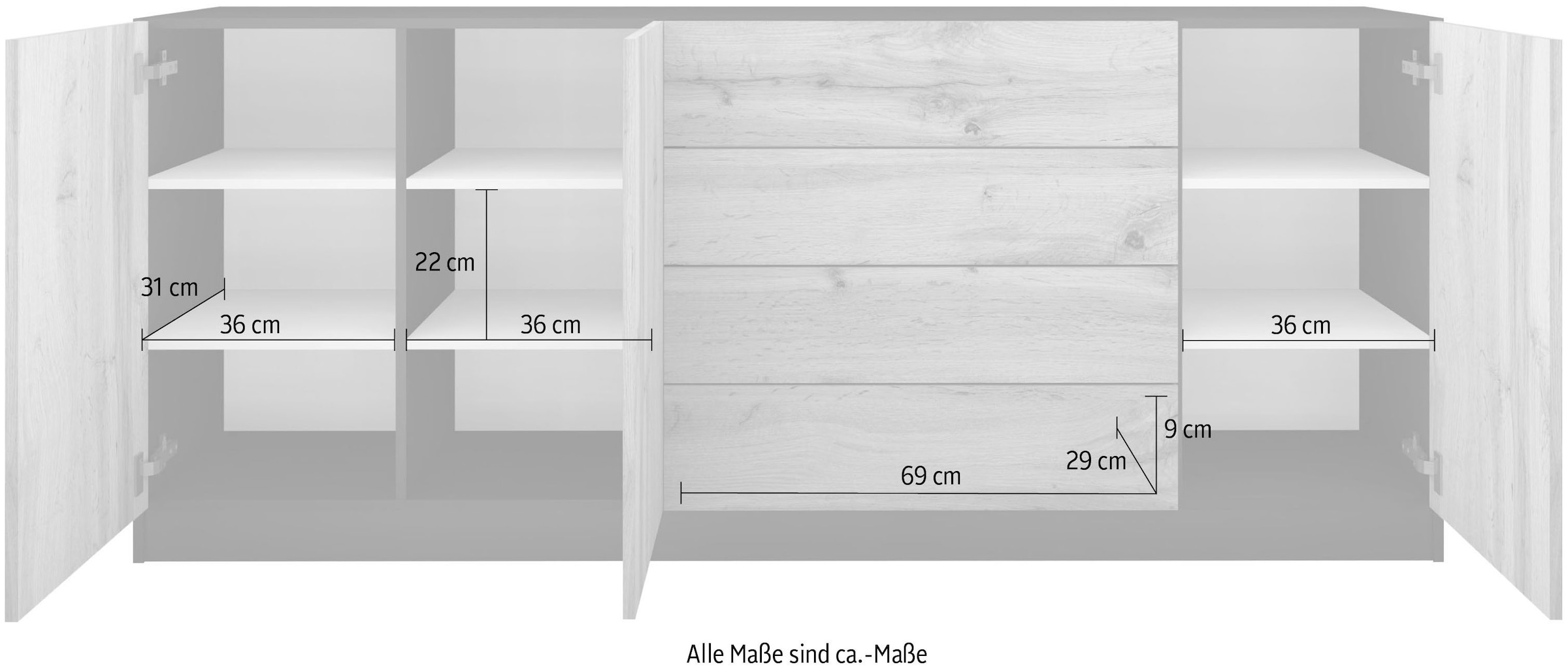 ordern 190 cm im Sideboard ❤ Möbel Shop Breite borchardt »Vaasa«, Jelmoli-Online