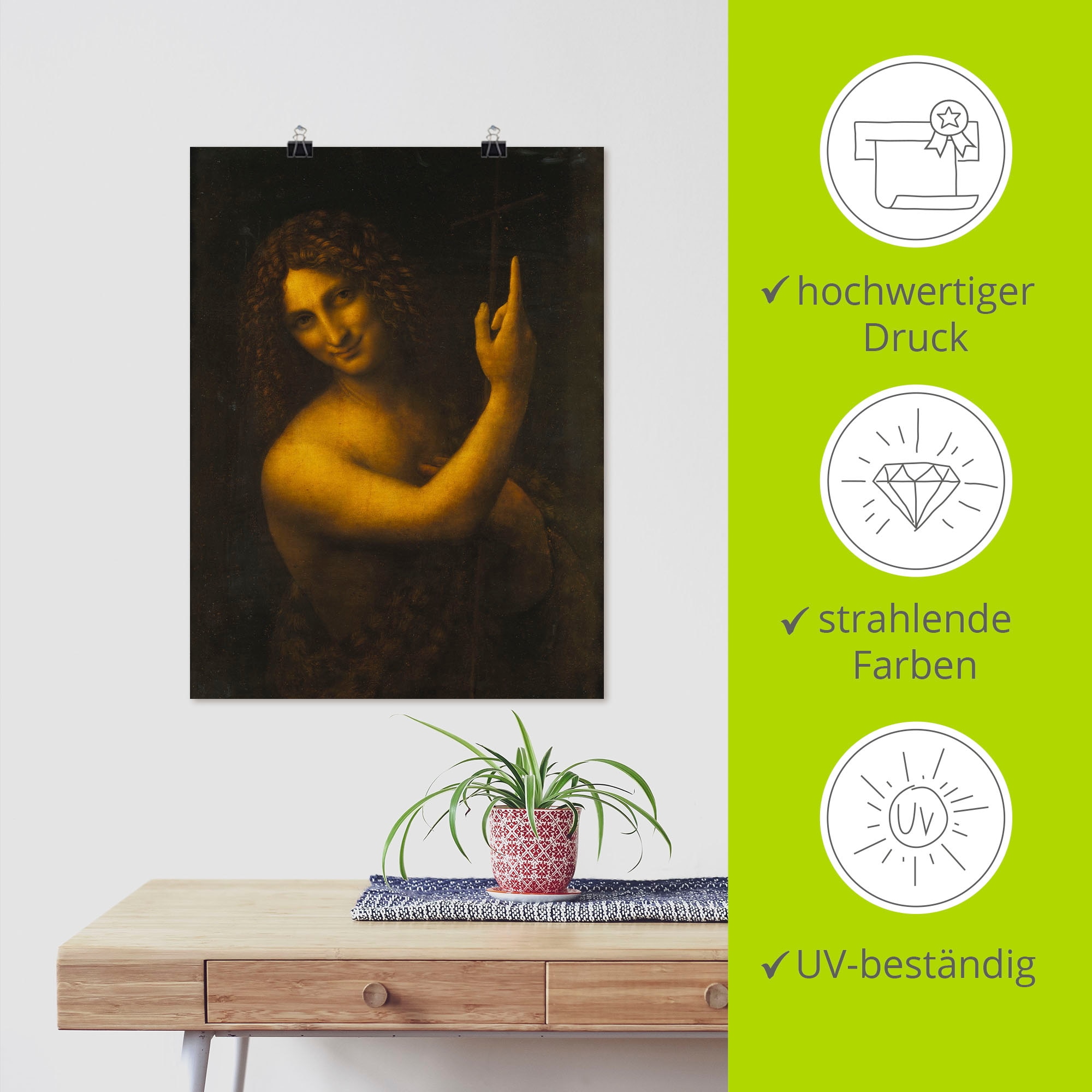 Artland Kunstdruck »Johannes der Täufer. 1513/16«, Religion, (1 St.), als Leinwandbild, Wandaufkleber oder Poster in versch. Grössen
