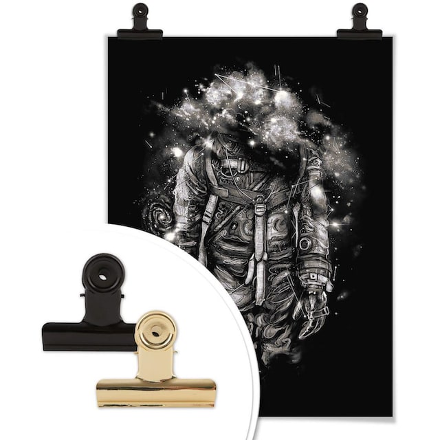 Wall-Art Poster »Universum Astronaut Schwarz Galaxie«, Astronaut, (1 St.),  Poster, Wandbild, Bild, Wandposter online kaufen | Jelmoli-Versand