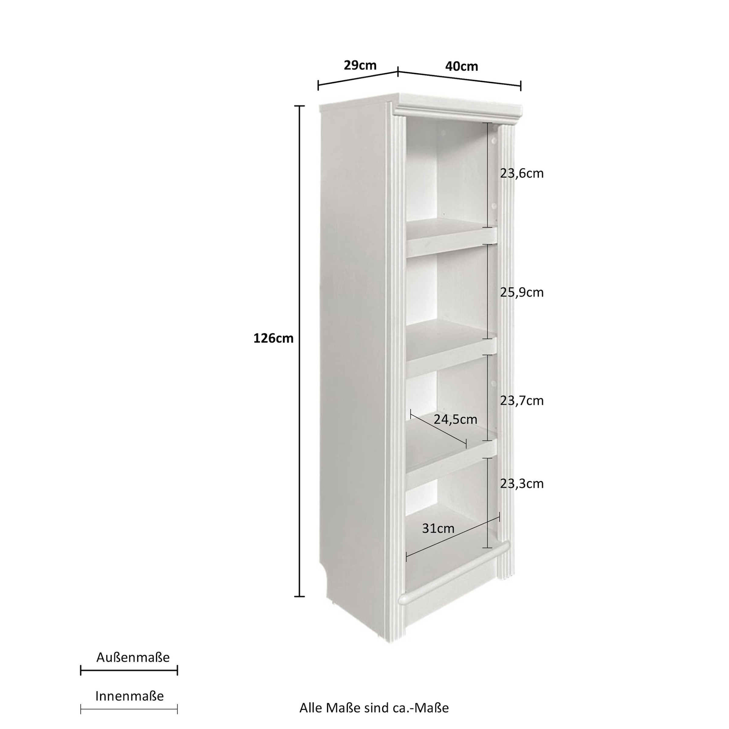 Home affaire Standregal »Soeren Stege«, aus massiver Kiefer, Masse (B/T/H): 40/29/126 cm