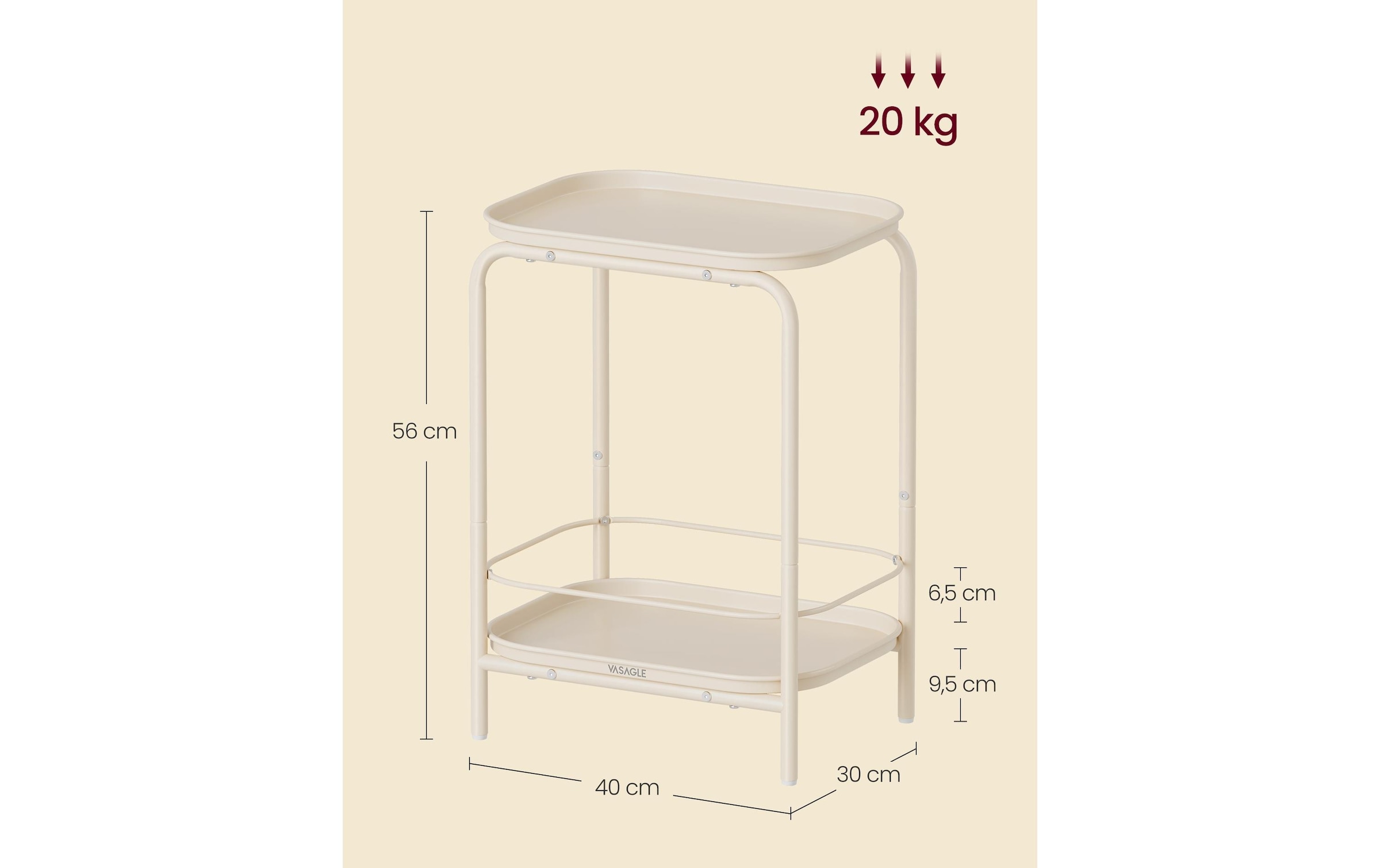 VASAGLE Beistelltisch »40 x 30 x 56 cm«