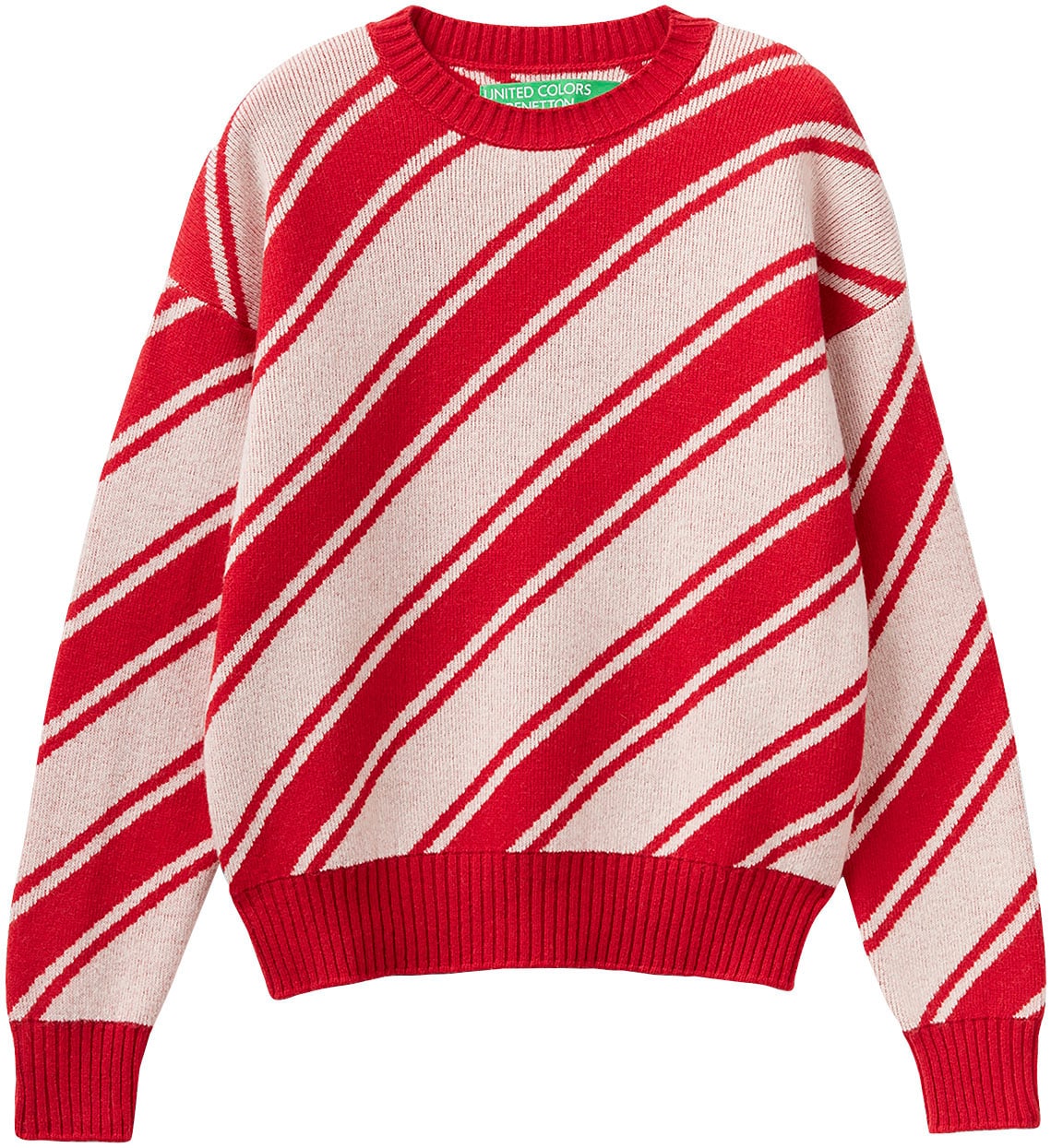 United Colors of Benetton Strickpullover, mit diagonalem Streifenmuster