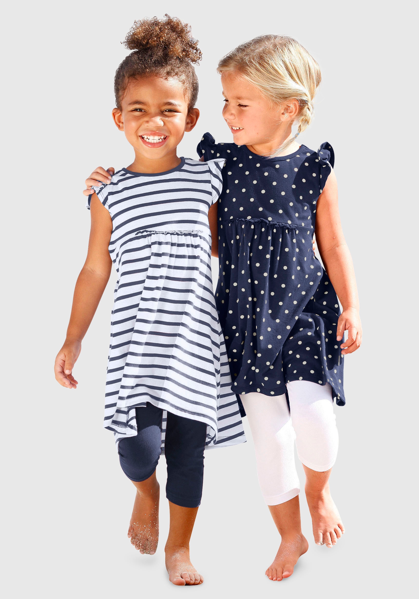 KIDSWORLD Jerseykleid »für kleine Punkten Streifen günstig Mädchen«, mit (Packung, ordern tlg.), 2 | Jelmoli-Versand und
