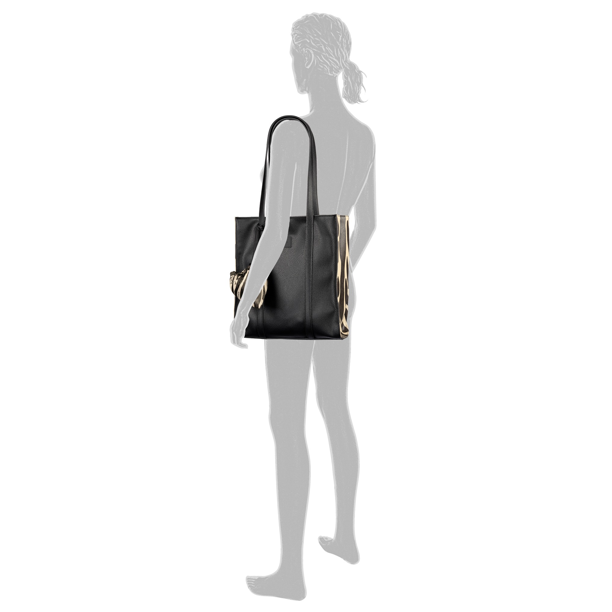 Gabor Shopper "Elfie Luxe" Damen Handtasche mit Leopardenoptik mit Pouch-Anhänger