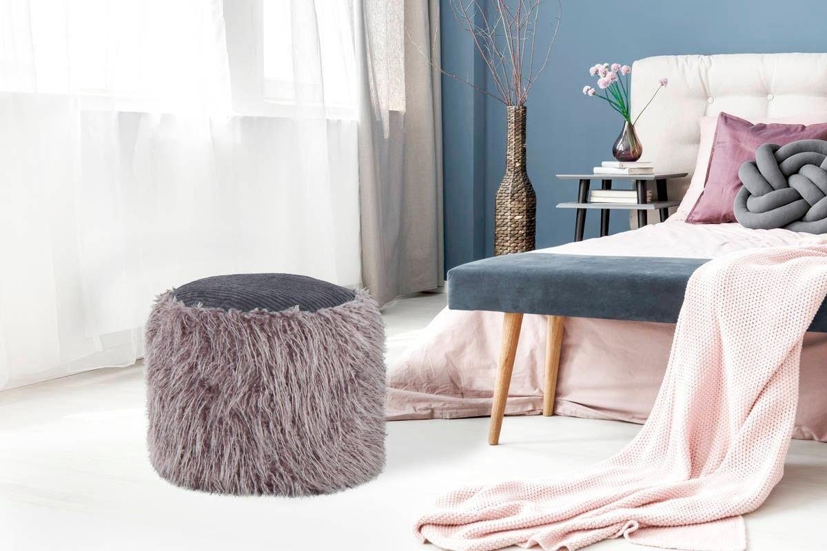 Kayoom Pouf »Fellpouf Bobtail 125, Fellhocker in zweifarbigem Design«, (1 St.), modern, dekorativ, kindersicherer Reissverschluss an der Unterseite