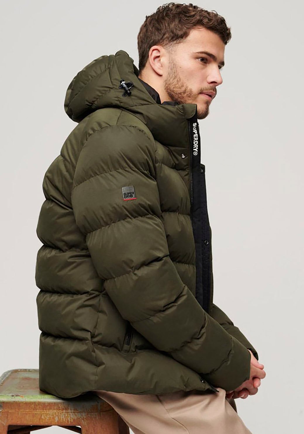 Superdry Steppjacke »HOODED MICROFIBRE SPORT PUFFER«, mit Kapuze