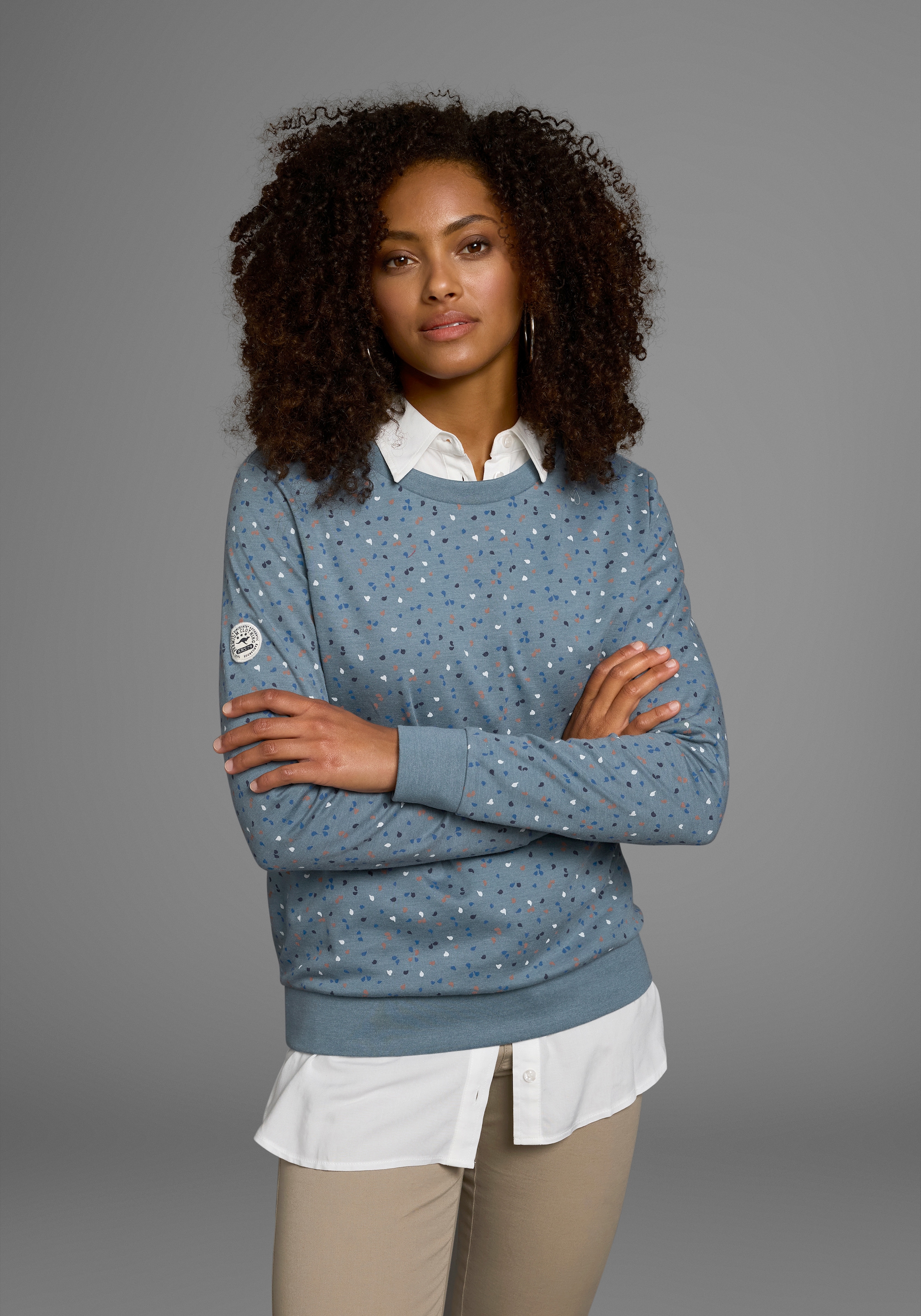 KangaROOS Sweatshirt, Langarm, bedruckt, Rundhalsausschnitt, aus Interlockmaterial