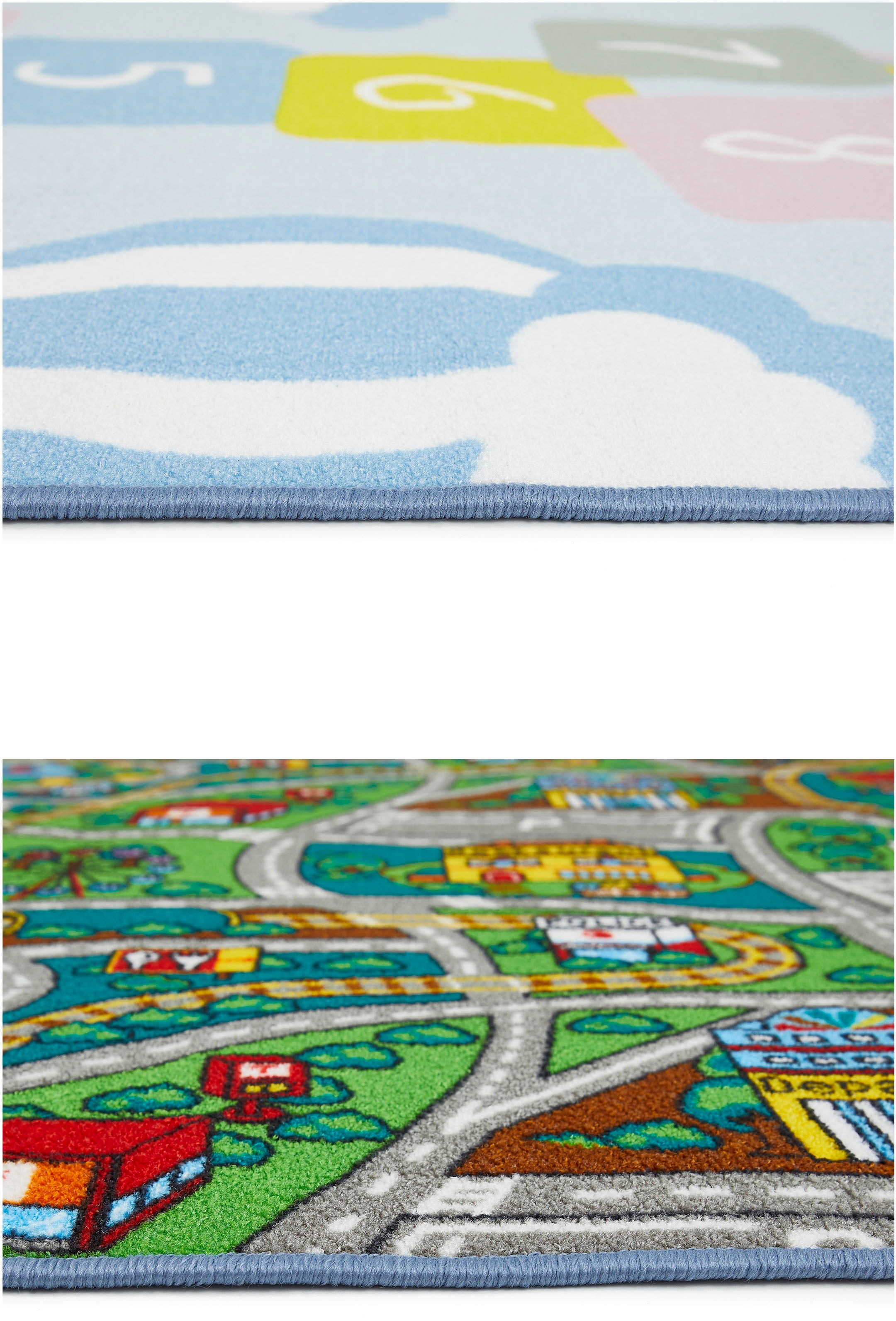 Andiamo Kinderteppich »Duo«, rechteckig, 10 mm Höhe, Spielteppich, Strassenteppich, beidseitig verwendbar, Hüpfkästchen