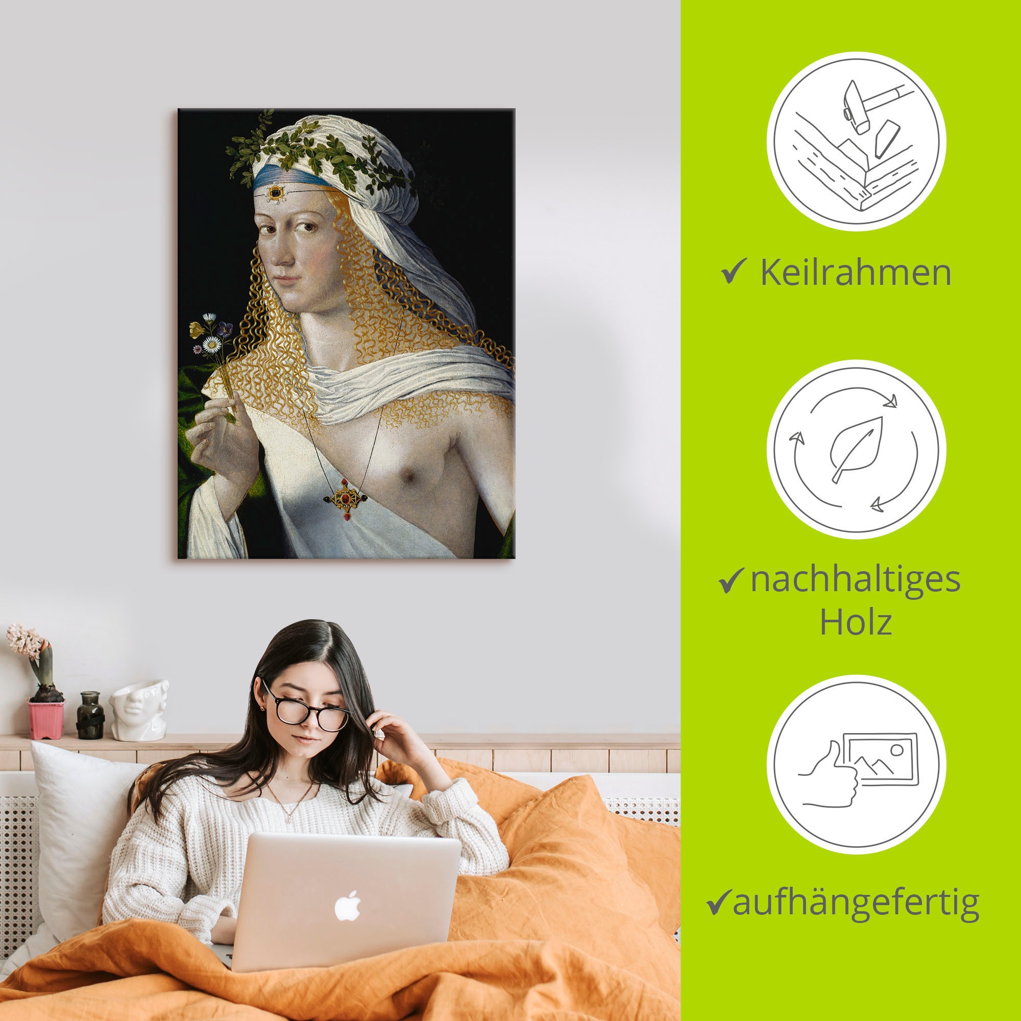 Artland Leinwandbild »Idealbildnis einer Kurtisane als Flora«, Frau, (1 St.), auf Keilrahmen gespannt