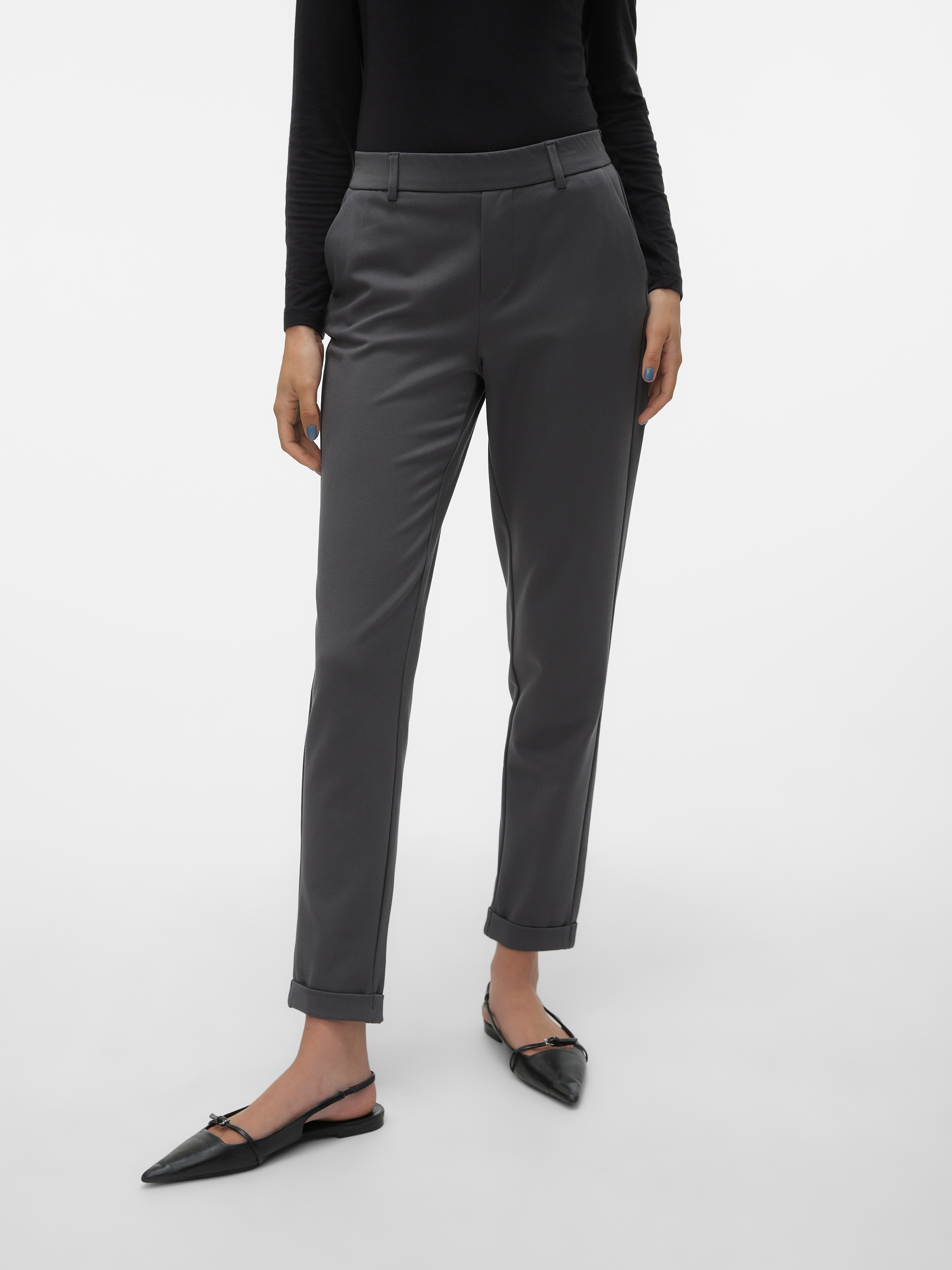 Vero Moda Anzughose »VMMAYA MR LOOSE SOLID PANT NOOS«, knöchelfreie Form mit Saumaufschlag