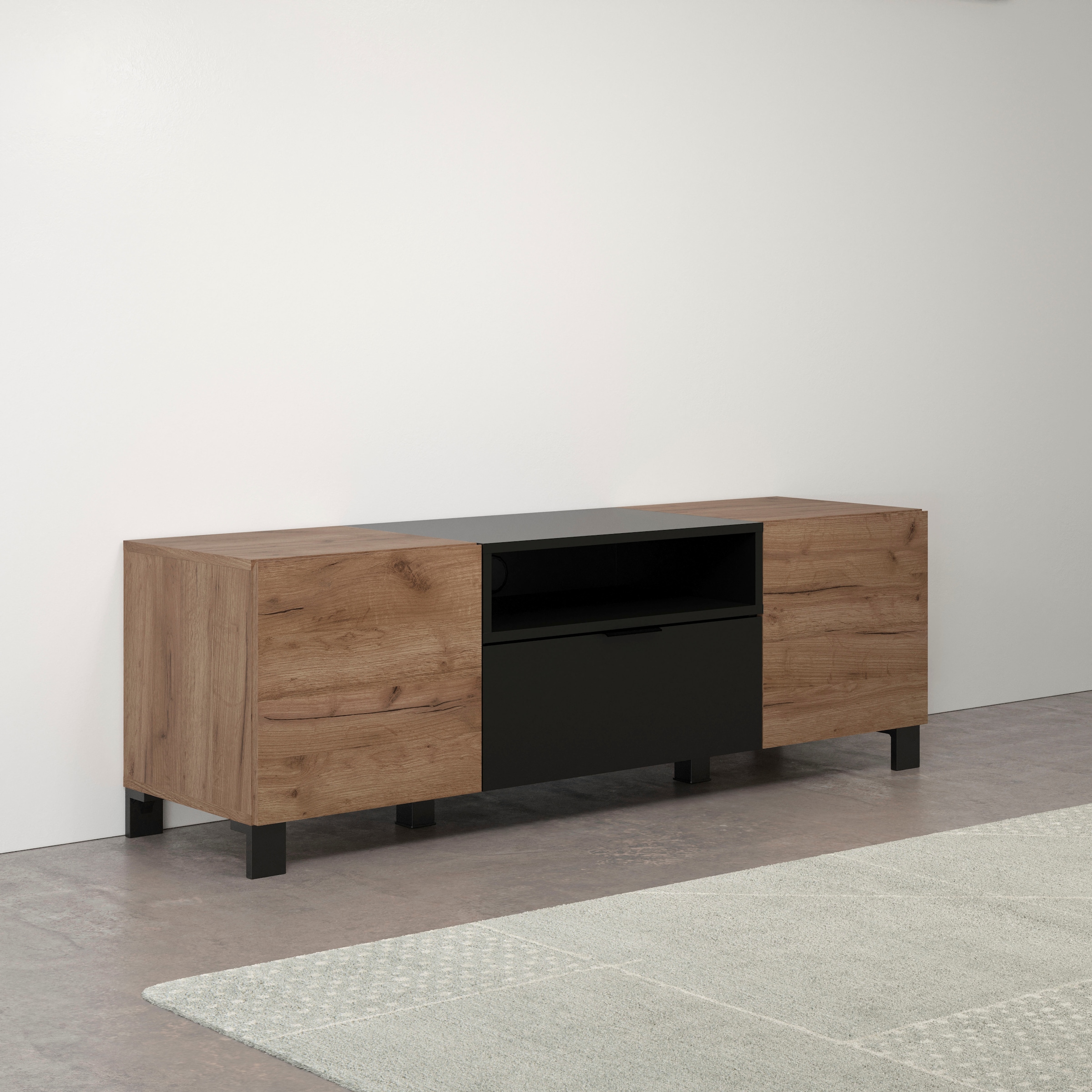 INOSIGN Lowboard »Kriens«, TV matt, bestellen online schwarz hellbraun / Jelmoli-Versand 144 cm, cm 47 | Höhe Breite Schrank