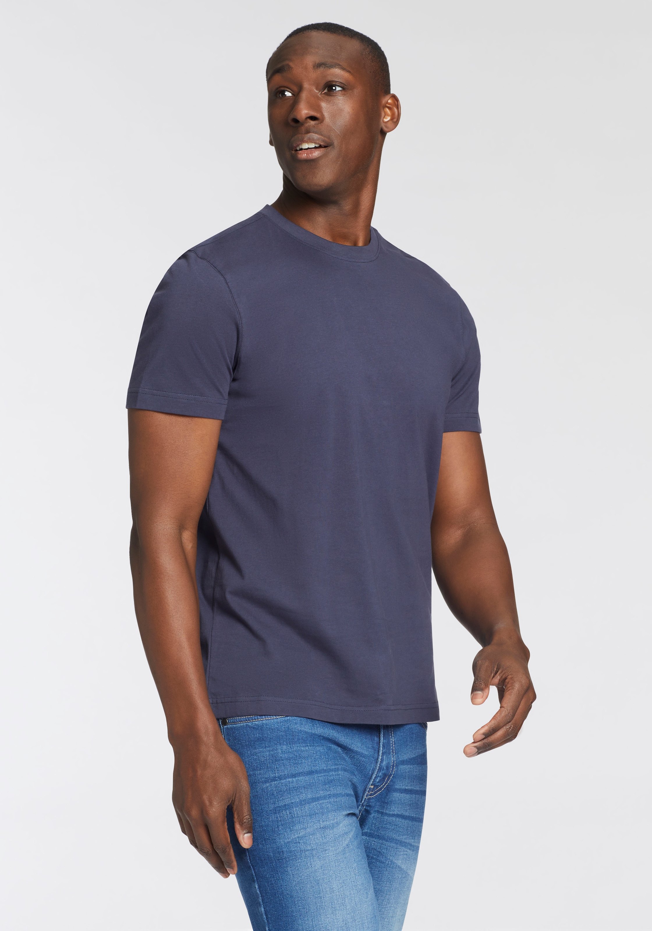 Man's World T-Shirt »neue Farben!«, (3er-Pack), Kurzarm, unifarben, Rundhals, aus Baumwolle