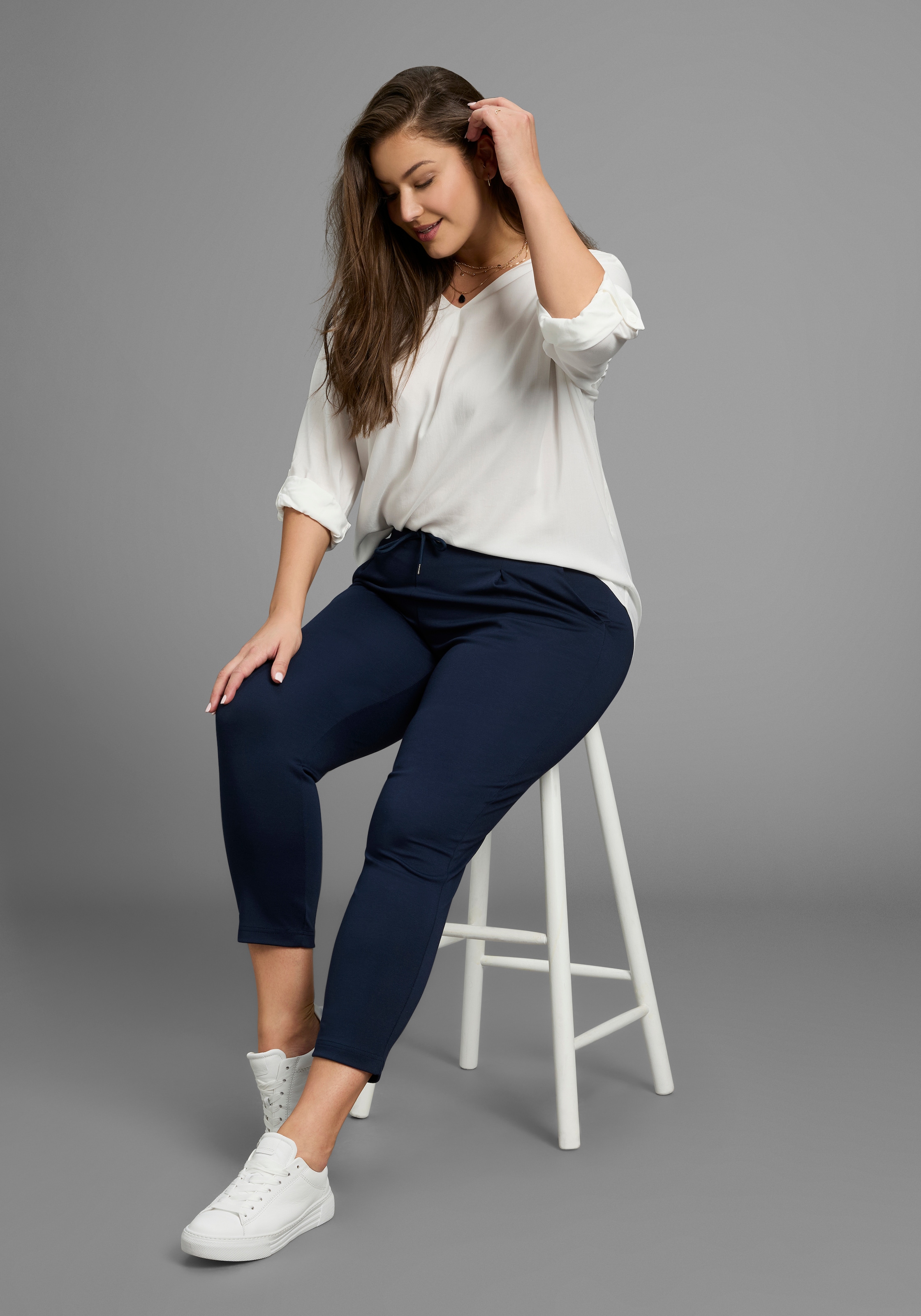 Laura Scott CURVE Jogger Pants, im sportiven Look aus formstabilem Milano Ripp - GROSSE GRÖSSE