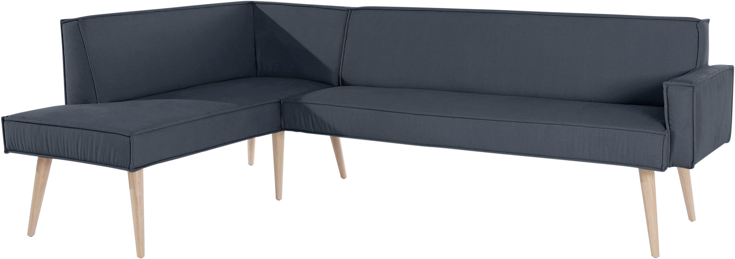 exxpo - sofa fashion Eckbank »Lungo, moderne Kedernaht, bequem und elegant, hoher Holzfuss«, hochwertige Detailverarbeitung, frei im Raum stellbar