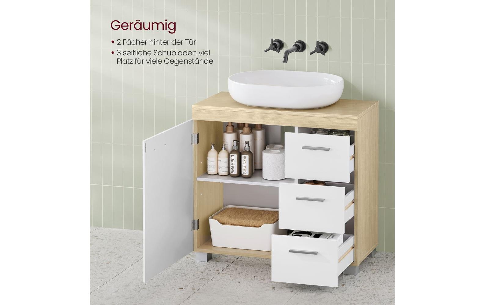 VASAGLE Badregal »64 x 70 cm Braun/Weiss«