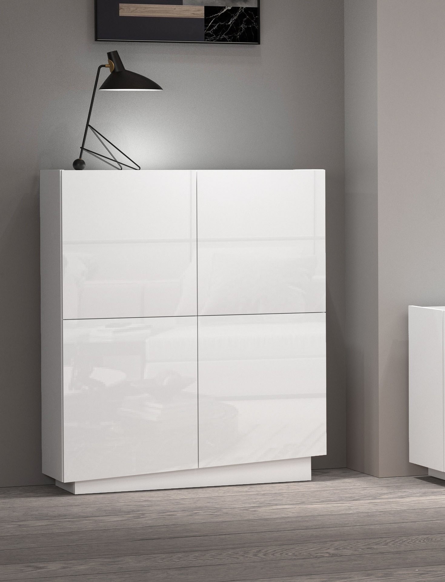 INOSIGN Highboard »VELA, Highboard, Höhe 120 cm,Design mit schrägen Türen«, (1 St.), Made in Italy, Masse-B/T/H: 100x35x120,hohes Sideboard,Anrichte,Kommode