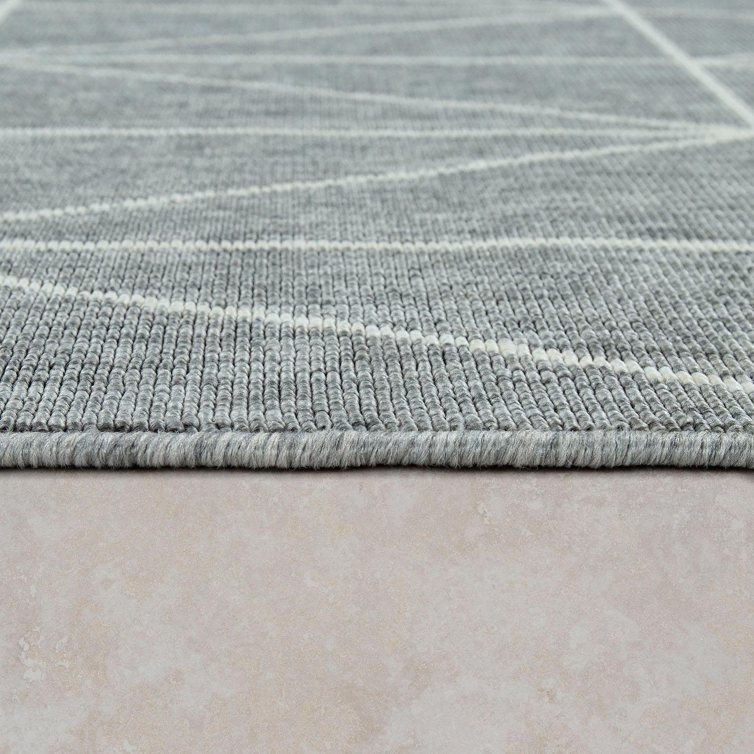 Paco Home Teppich »Brugge 224«, rechteckig, 4 mm Höhe, Flachgewebe, modernes gemetrisches Muster, In- und Outdoor geeignet