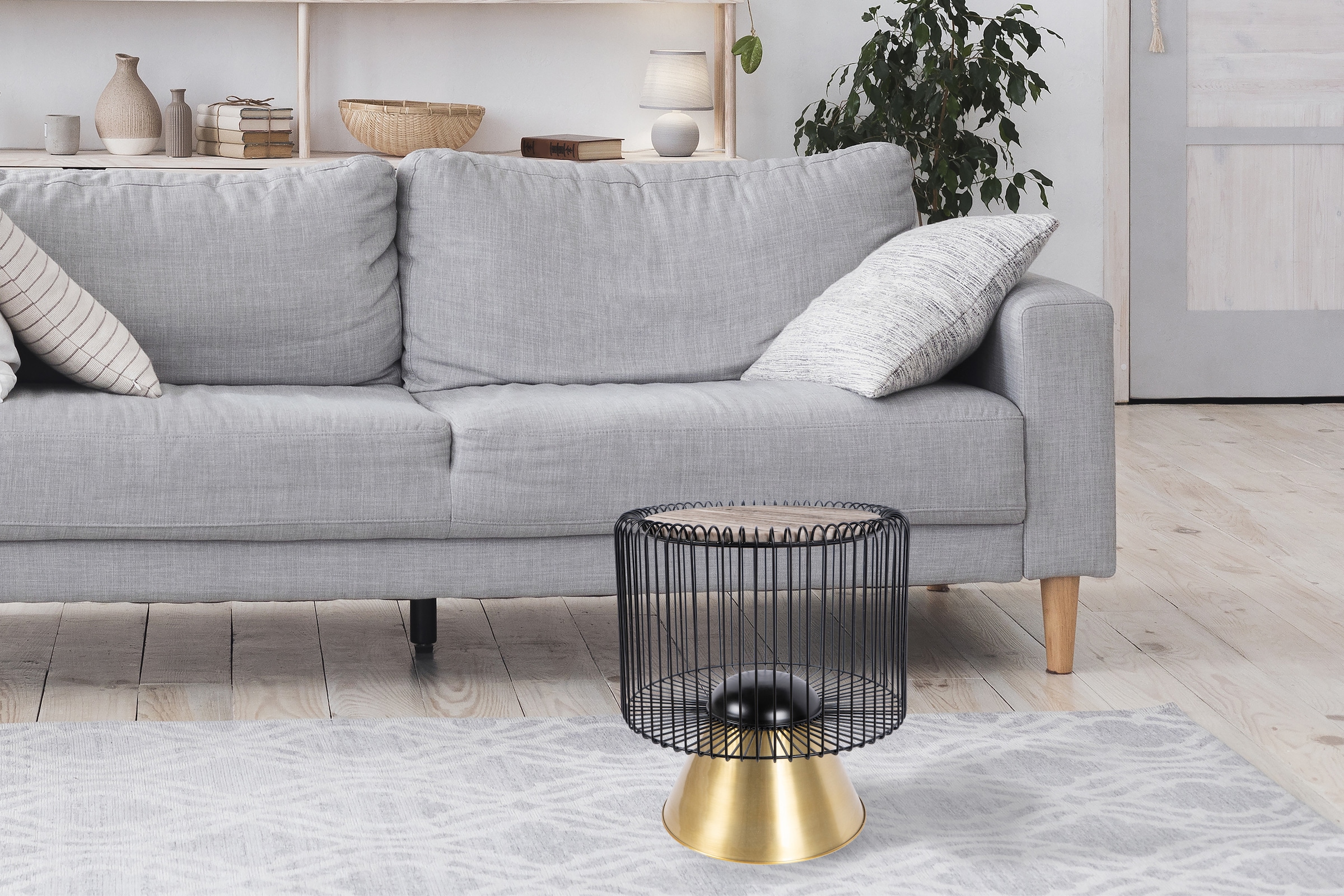 Kayoom Beistelltisch »Malibu 125, Runde Platte aus original Marmor, pflegeleicht«, (1 St.), ø-Marmorplatte: ca. 40 cm, angesagtes Metalldesign, pflegeleicht