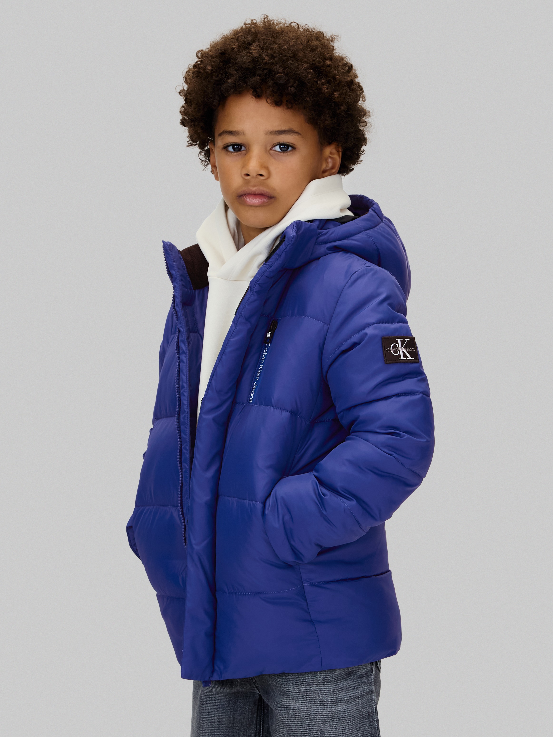 Calvin Klein Jeans Winterjacke »ESSENTIAL PUFFER JACKET« mit Kapuze für Kinder bis 16 Jahre und mit Logopatch