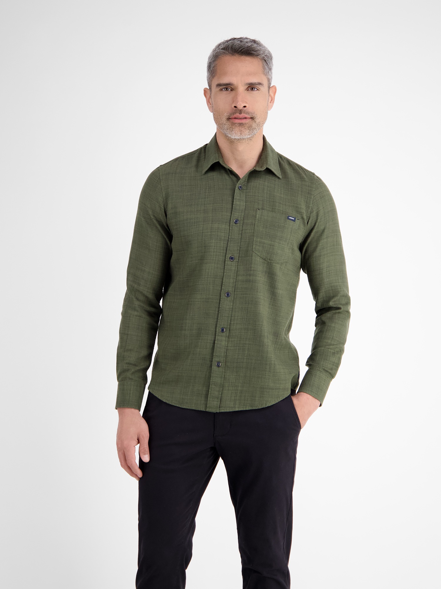 LERROS Langarmhemd »LERROS Herrenhemd, Fancy-Twill«