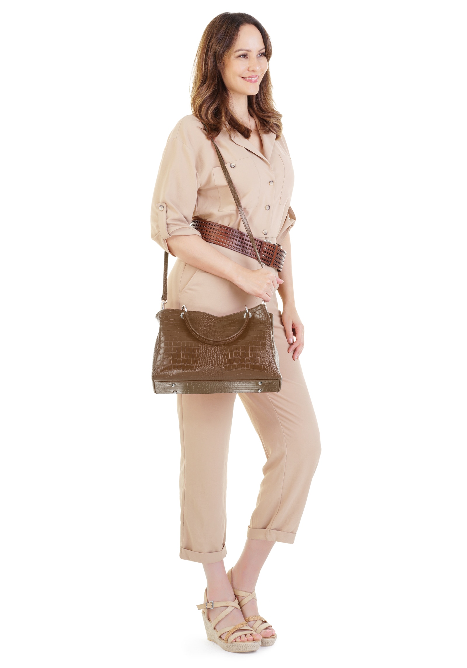 Cluty Henkeltasche, echt Leder, Made in Italy
