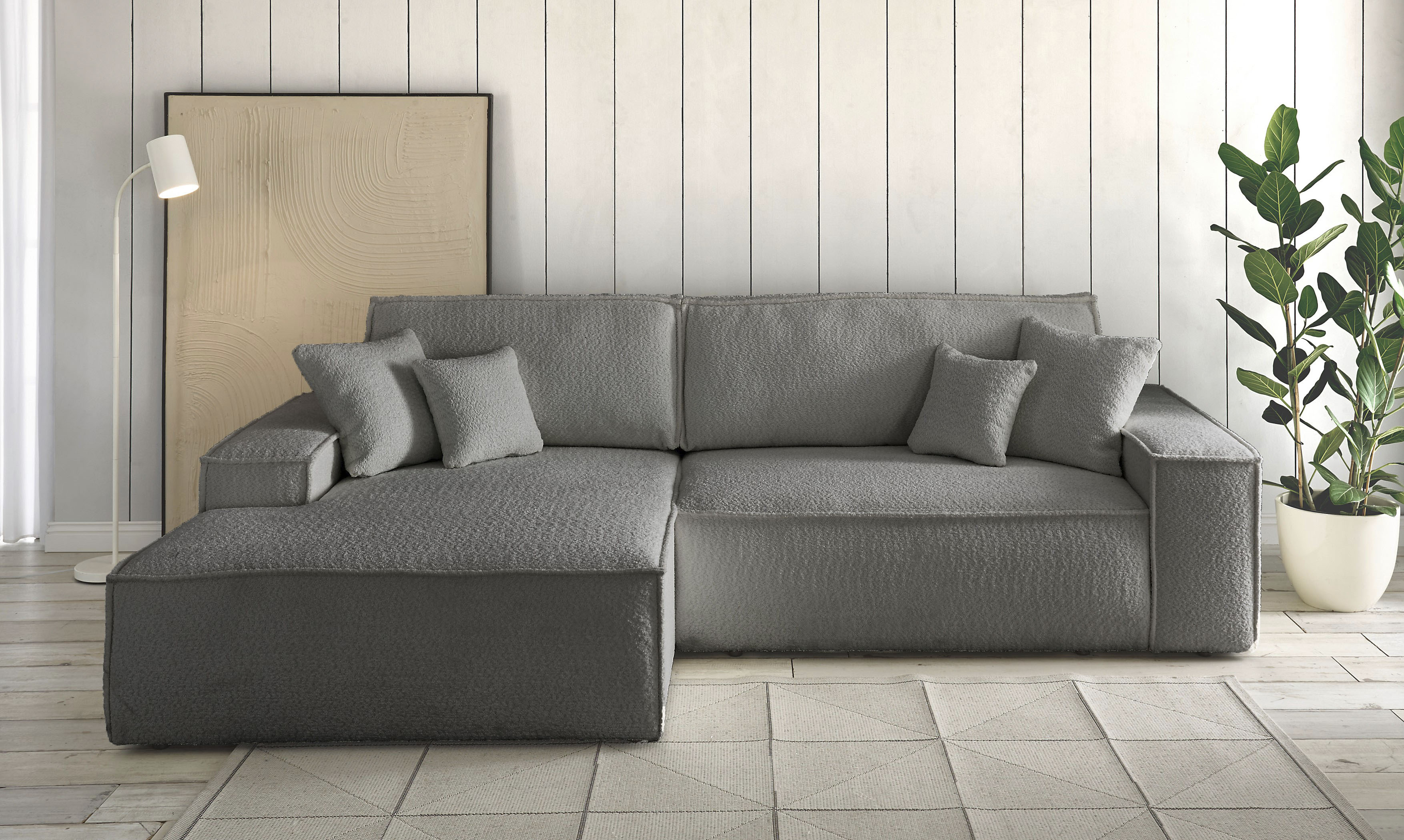 Ecksofa »Finnley«, mit Bett-Funktion (Liegefläche 210x136 cm), Bettkasten