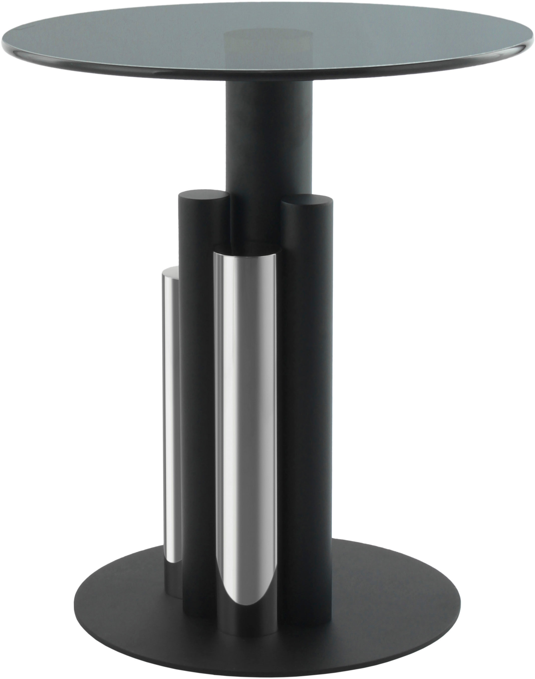 Kayoom Beistelltisch »Ontario 225, Runde Glasplatte aus Sicherheitsglas, 100% Edelstahl«, (1 St.), Modernes Design, zweifarbiges Säulengestell, Eyecatcher Element