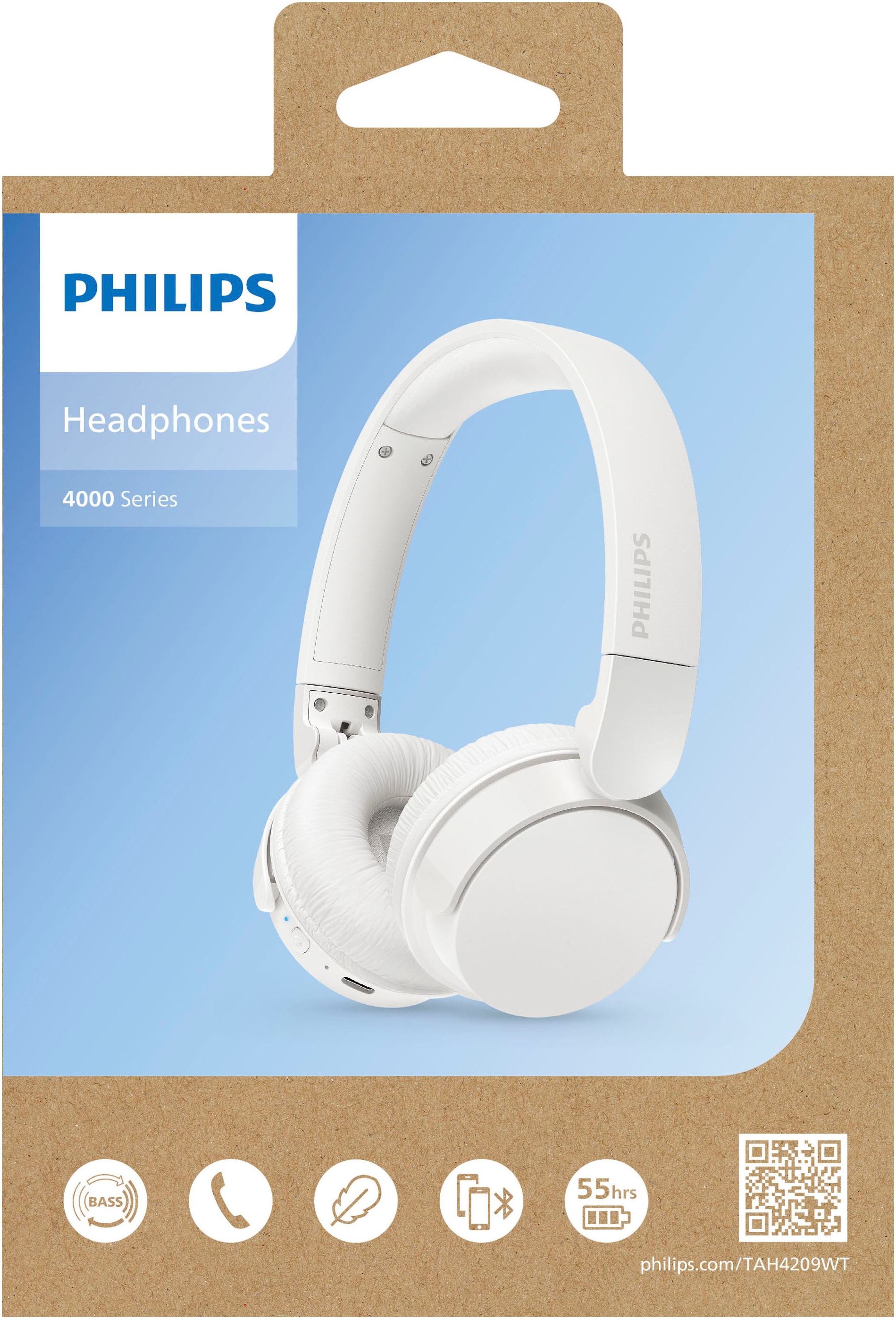 Philips On-Ear-Kopfhörer »TAH 4209«, Bluetooth-A2DP Bluetooth-AVRCP Bluetooth-HFP, Geräuschisolierung-Multi-Point-Verbindung-Sprachsteuerung-integrierte Steuerung für Anrufe und Musik