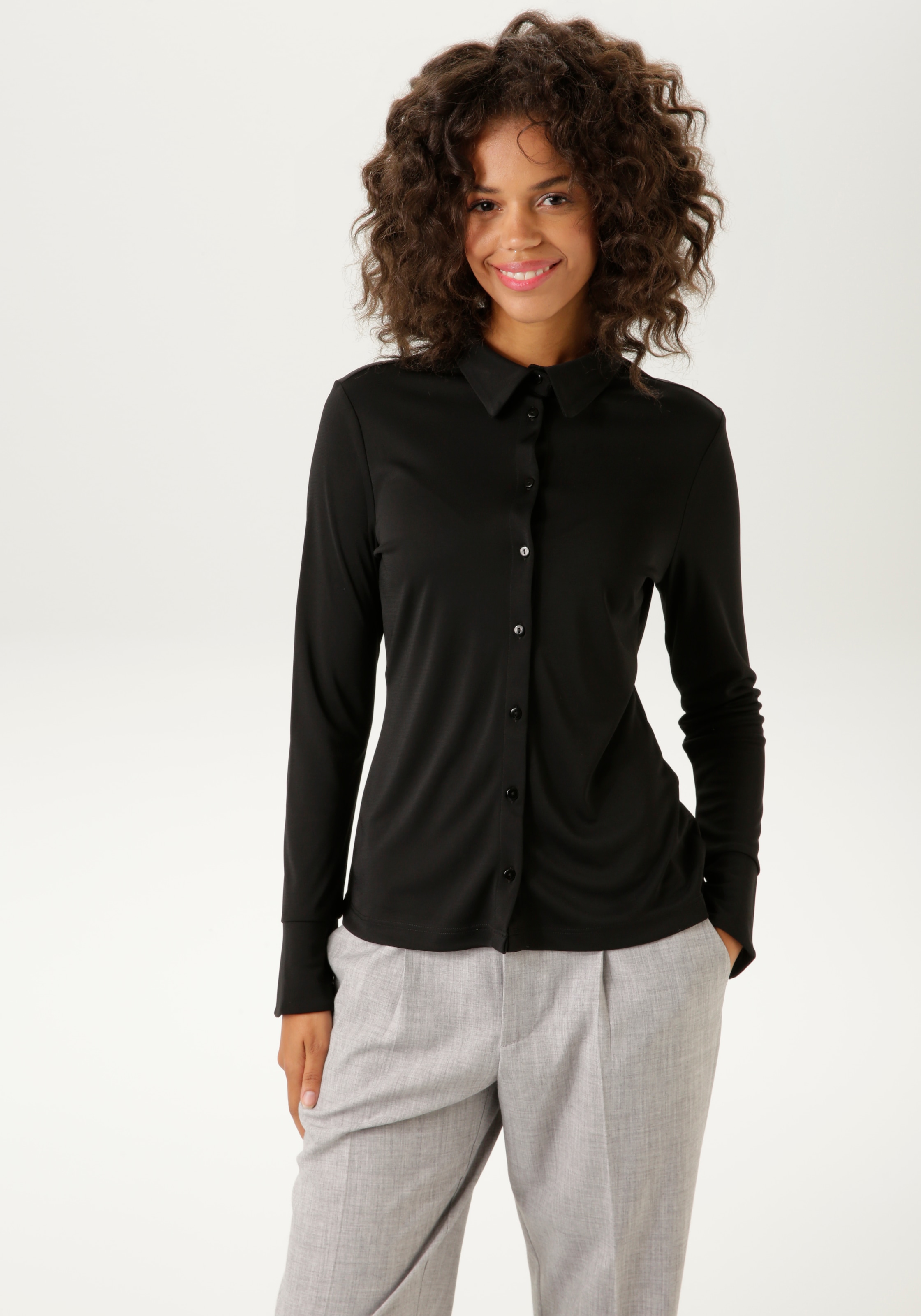 Aniston CASUAL Hemdbluse, online strukturierter Jelmoli-Versand | shoppen Jersey-Crepé-Qualität in