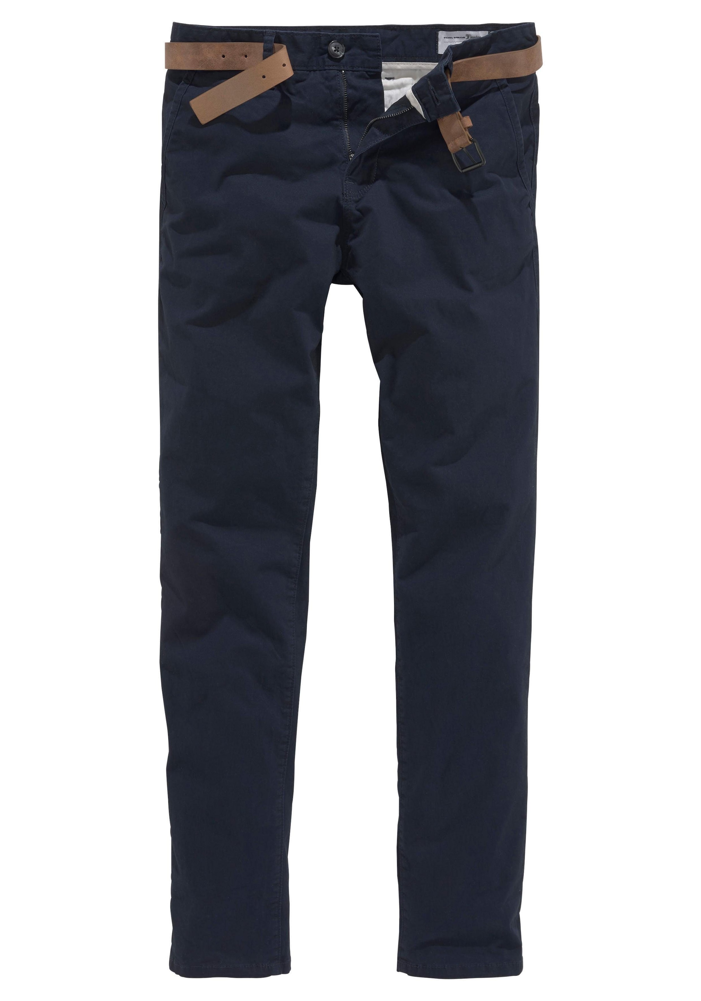 TOM TAILOR Denim Chinohose, (mit Gürtel), leicht vorgewaschen