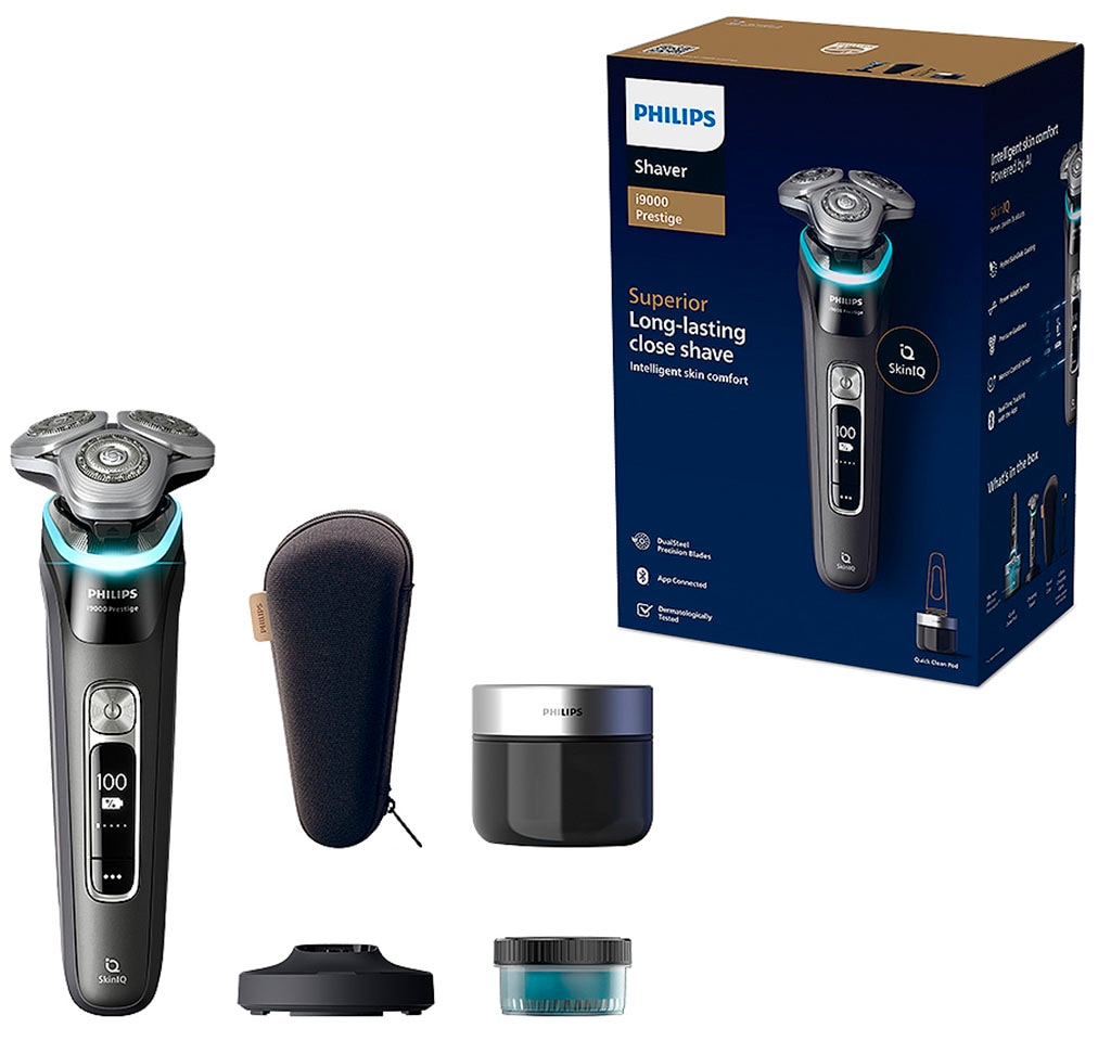Philips Elektrorasierer "Series i9000 Prestige XP9200/30" integrierter Präzisionstrimmer mit SkinIQ Technologie, inkl. Ladestand, Reiseetui