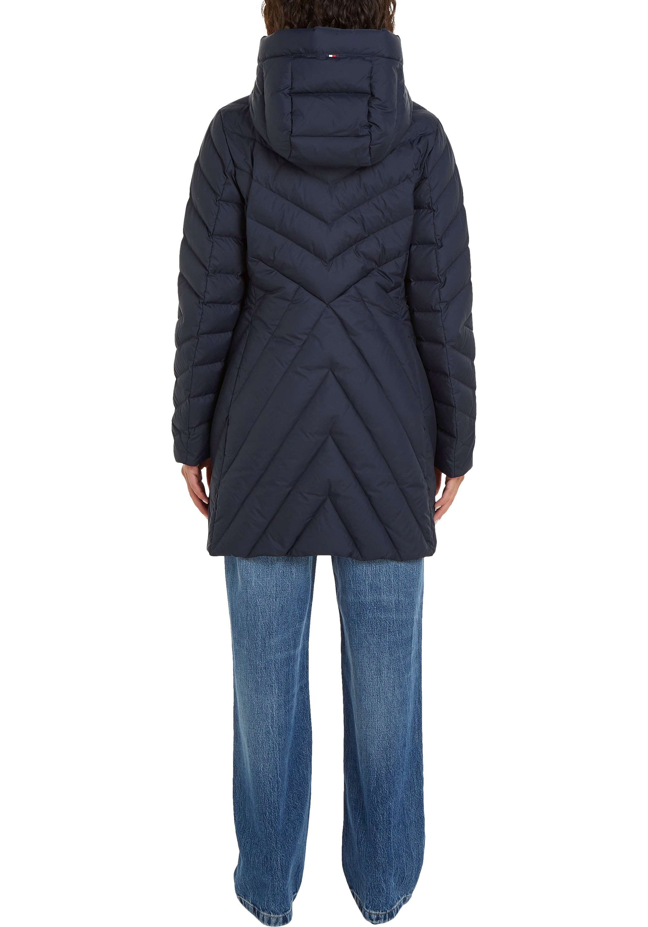 Tommy Hilfiger Steppmantel »CHEVRON MW PADDED COAT«, mit mittelstarker Wattierung und Tommy Hilfiger Markenlabel