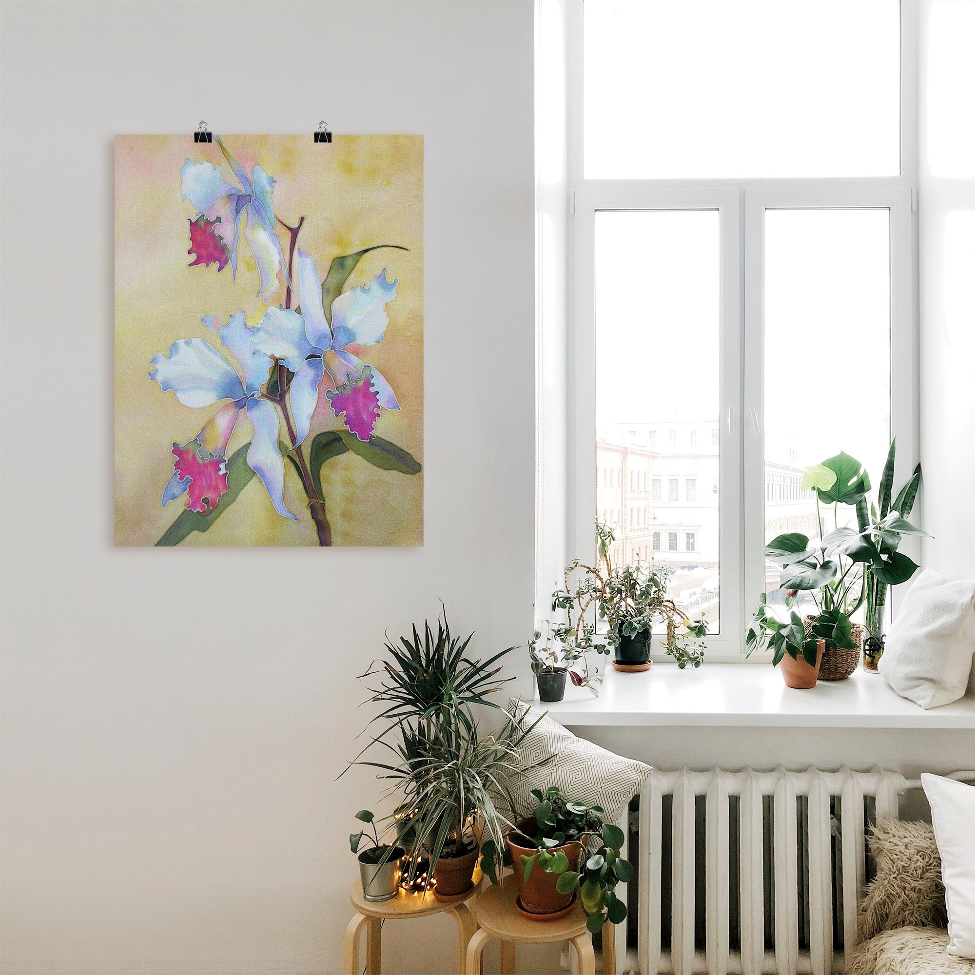 Artland Wandbild »weiss-blaue Orchidee«, Blumen, (1 St.), als Leinwandbild, Wandaufkleber oder Poster in versch. Grössen