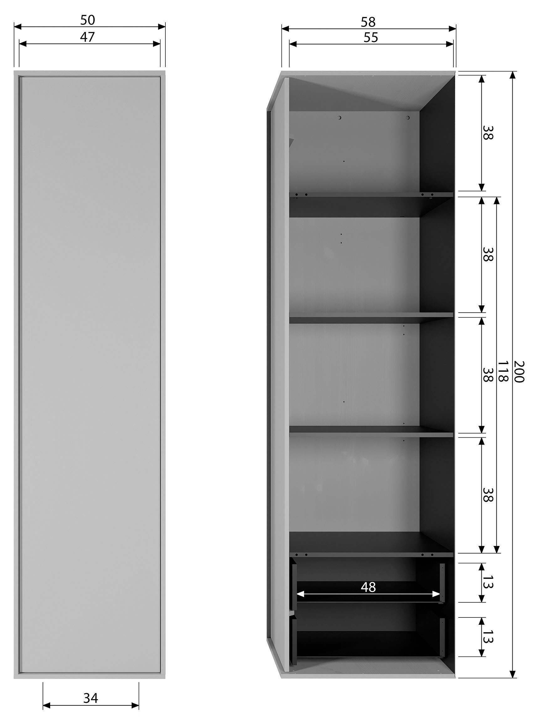 WOOOD Mehrzweckschrank »Daily Garderobenschrank«, mit Push-to-Open Funktion, Höhe 200 cm, Breite 50 oder 100 cm