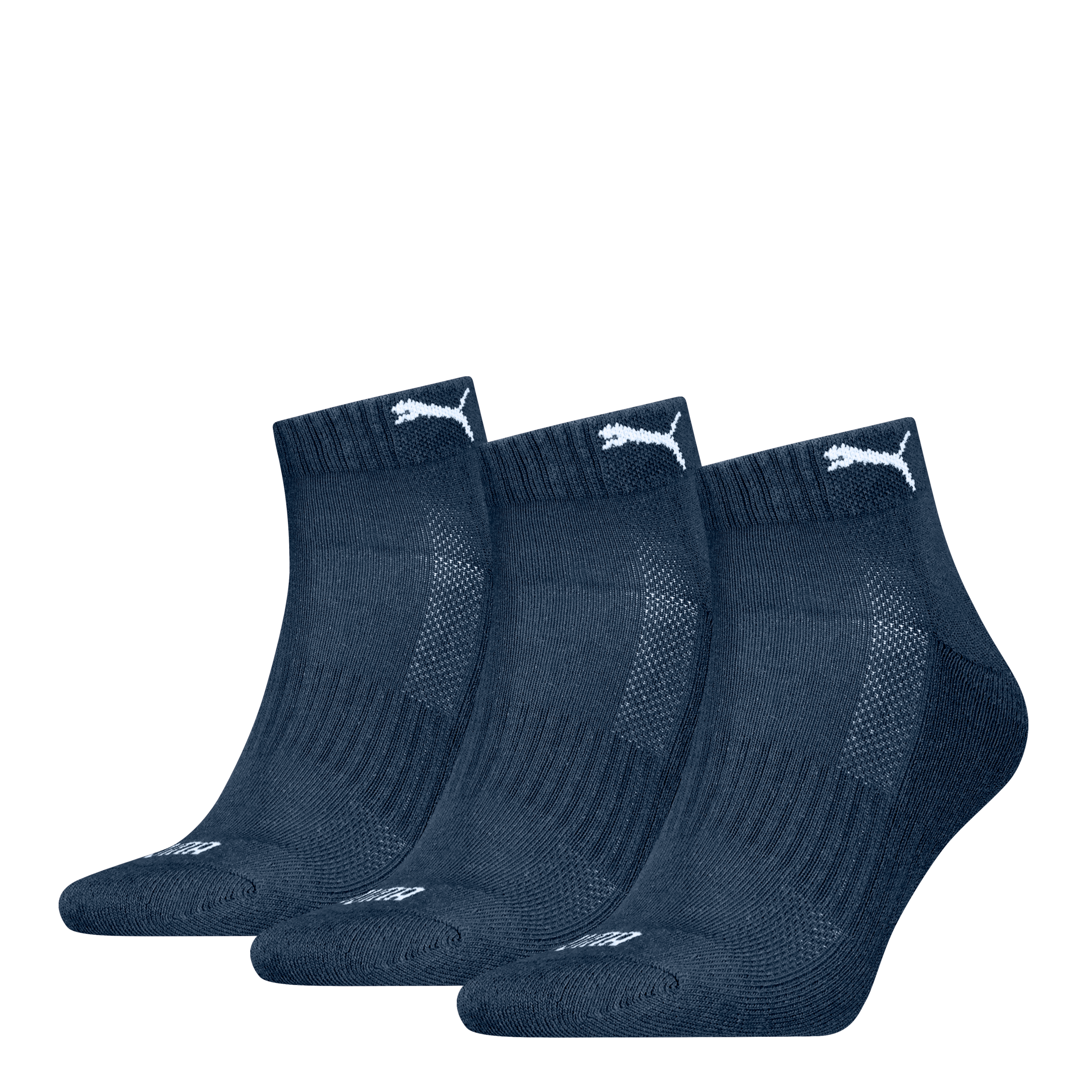 PUMA Kurzsocken »PUMA UNISEX CUSHIONED QUARTER 3P« 3 Paar, 3 Paar tlg. mit eingestricktem Logo im Bund