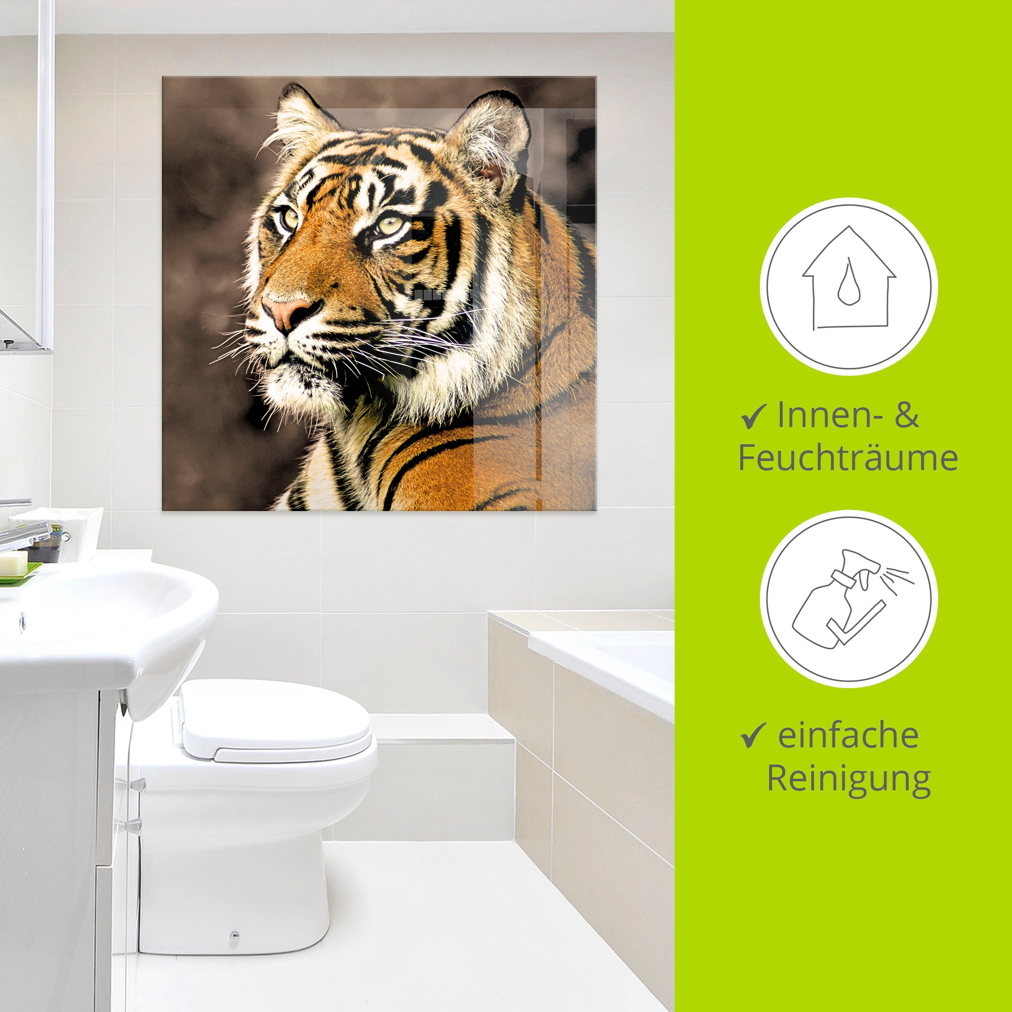 Artland Glasbild »Tiger_sepia«, Wildtiere, (1 St.), in verschiedenen Grössen
