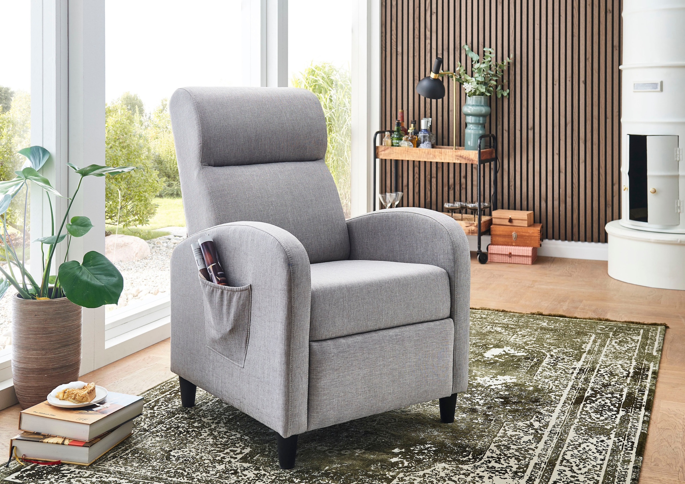 ATLANTIC home collection Relaxsessel »Tom«, mit Relaxfunktion, inklusive seitlicher Tasche