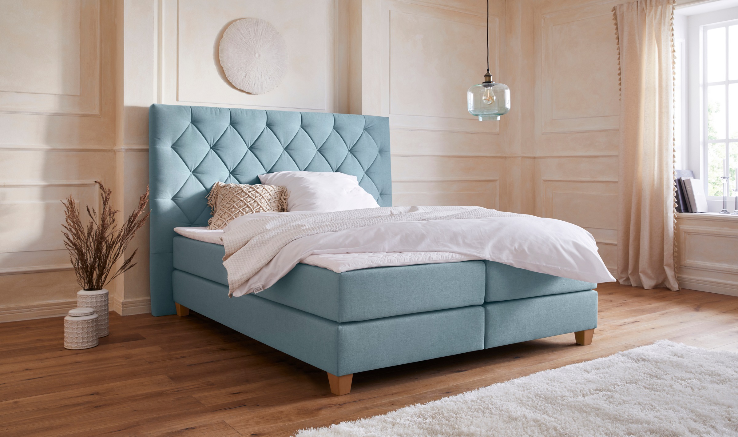 Home affaire Boxspringbett "Harmones hoch" in 3 Breiten, Härtegrad auch im Mix mit je 1 Matratze in H2 und H3