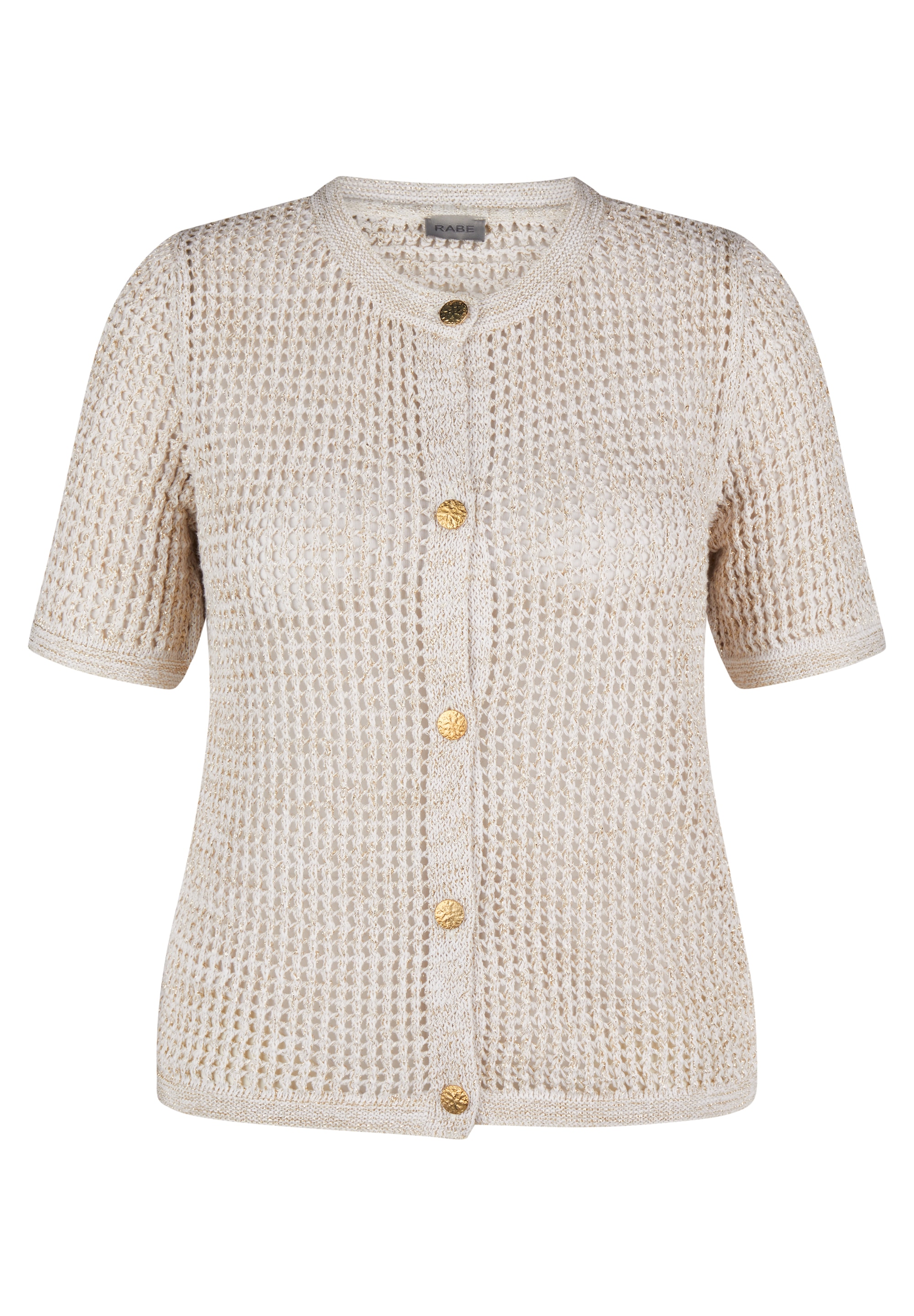 Rabe Strickjacke, kurzarm, mit Loch-Struktur und Knopfverschluss