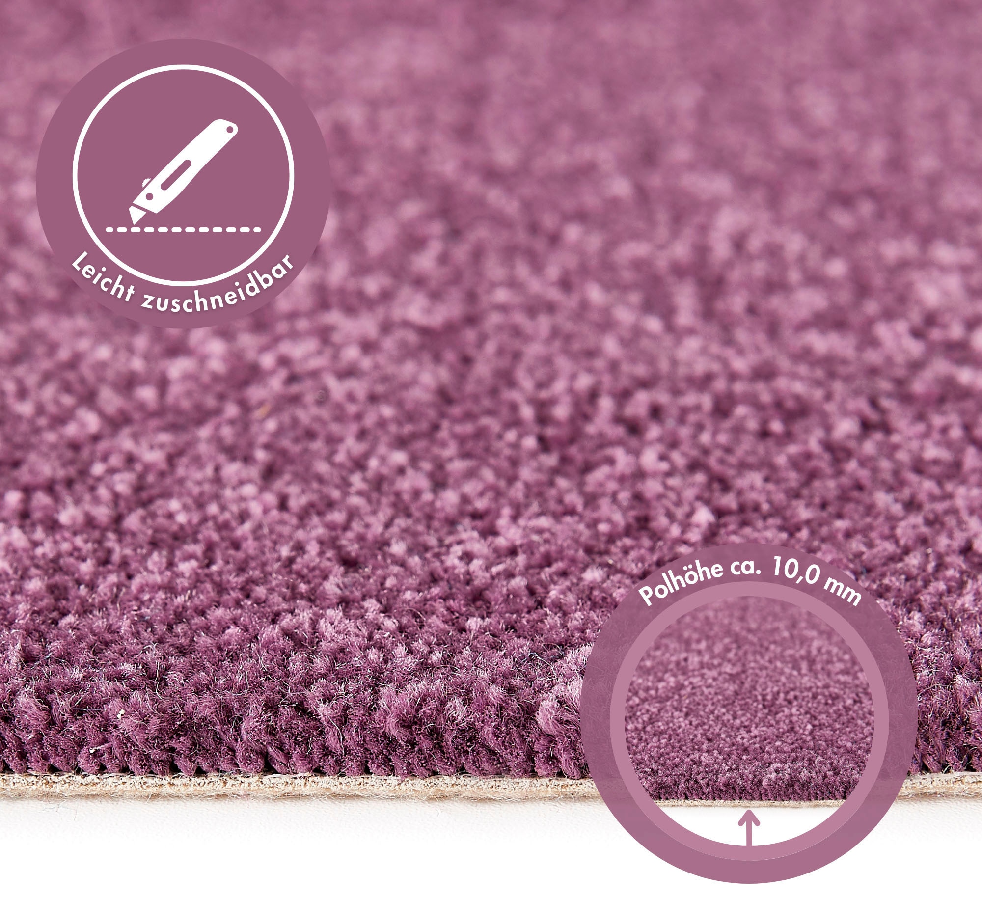 Andiamo Teppichboden »Sophie, Frisee-Velours, Made in Netherlands«, rechteckig, 4,5 mm Höhe, Uni Farben, Breite 400 cm oder 500 cm, strapazierfähig & pflegeleicht